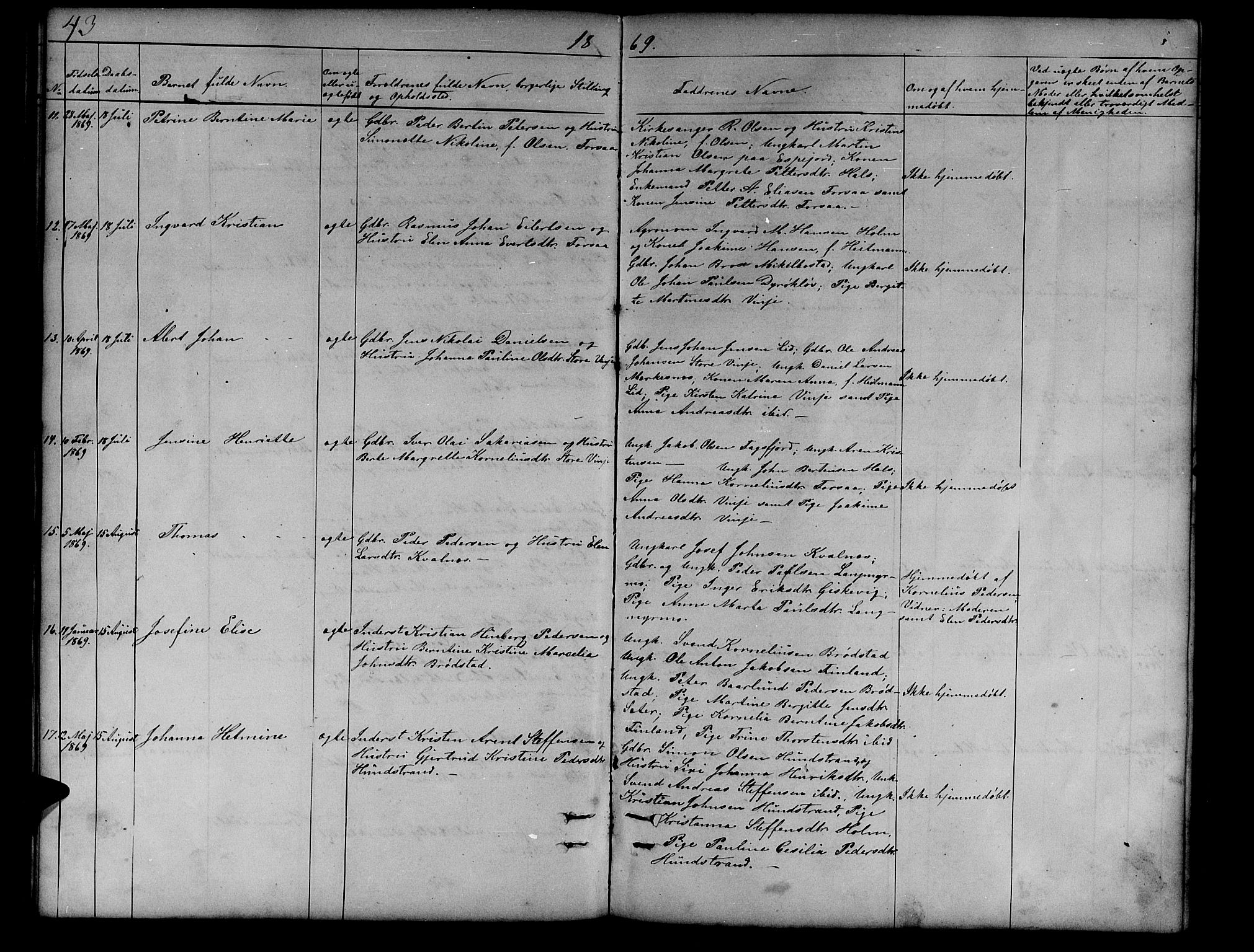 Tranøy sokneprestkontor, AV/SATØ-S-1313/I/Ia/Iab/L0012klokker: Klokkerbok nr. 12, 1859-1874, s. 43