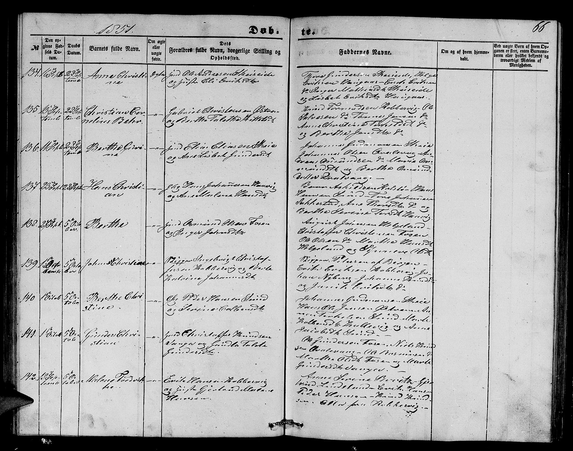 Avaldsnes sokneprestkontor, AV/SAST-A -101851/H/Ha/Hab/L0002: Klokkerbok nr. B 2, 1848-1856, s. 66