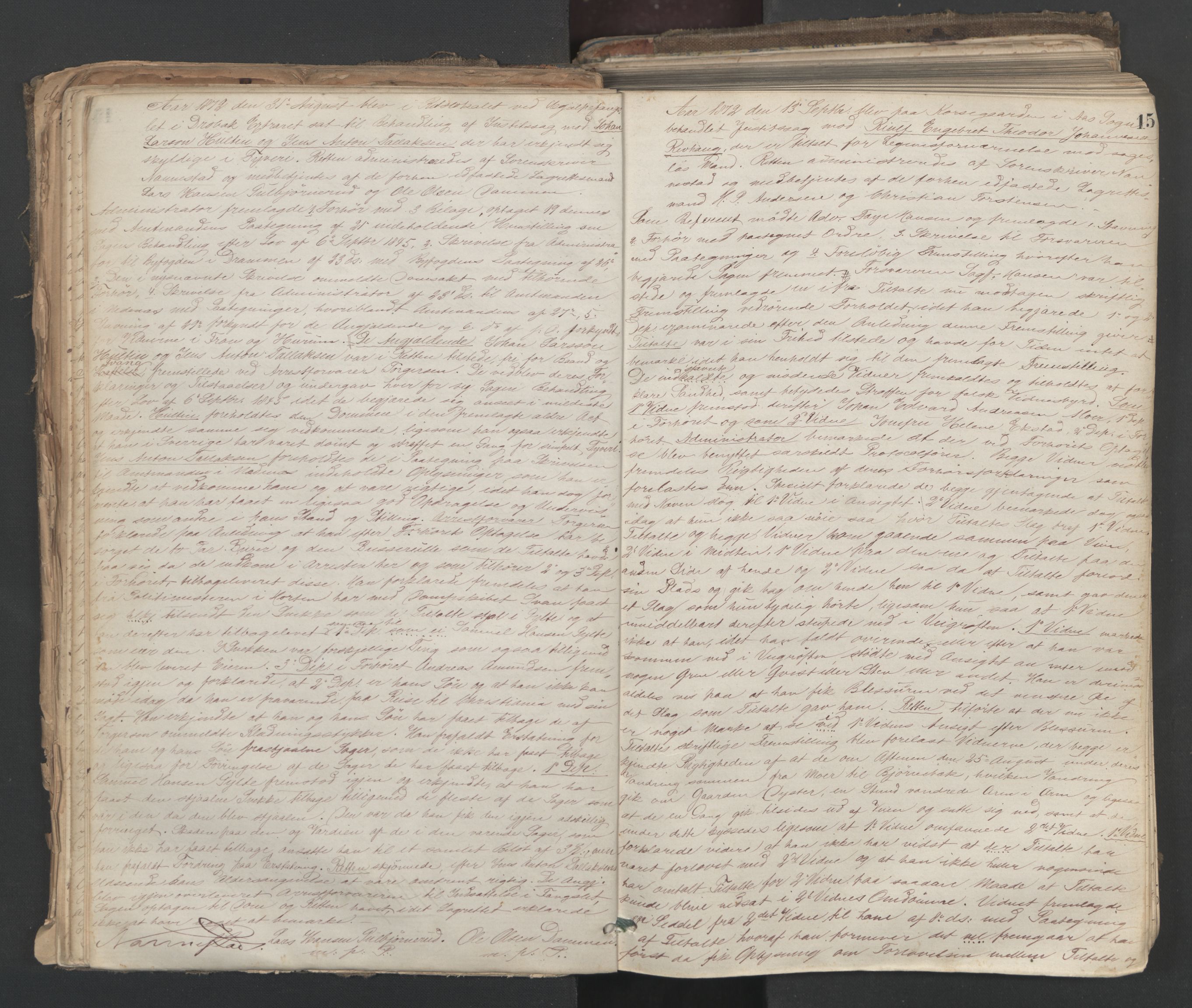 Follo sorenskriveri, AV/SAO-A-10274/F/Fc/Fca/L0013: Ekstrarettsprotokoll, 1872-1884, s. 14b-15a