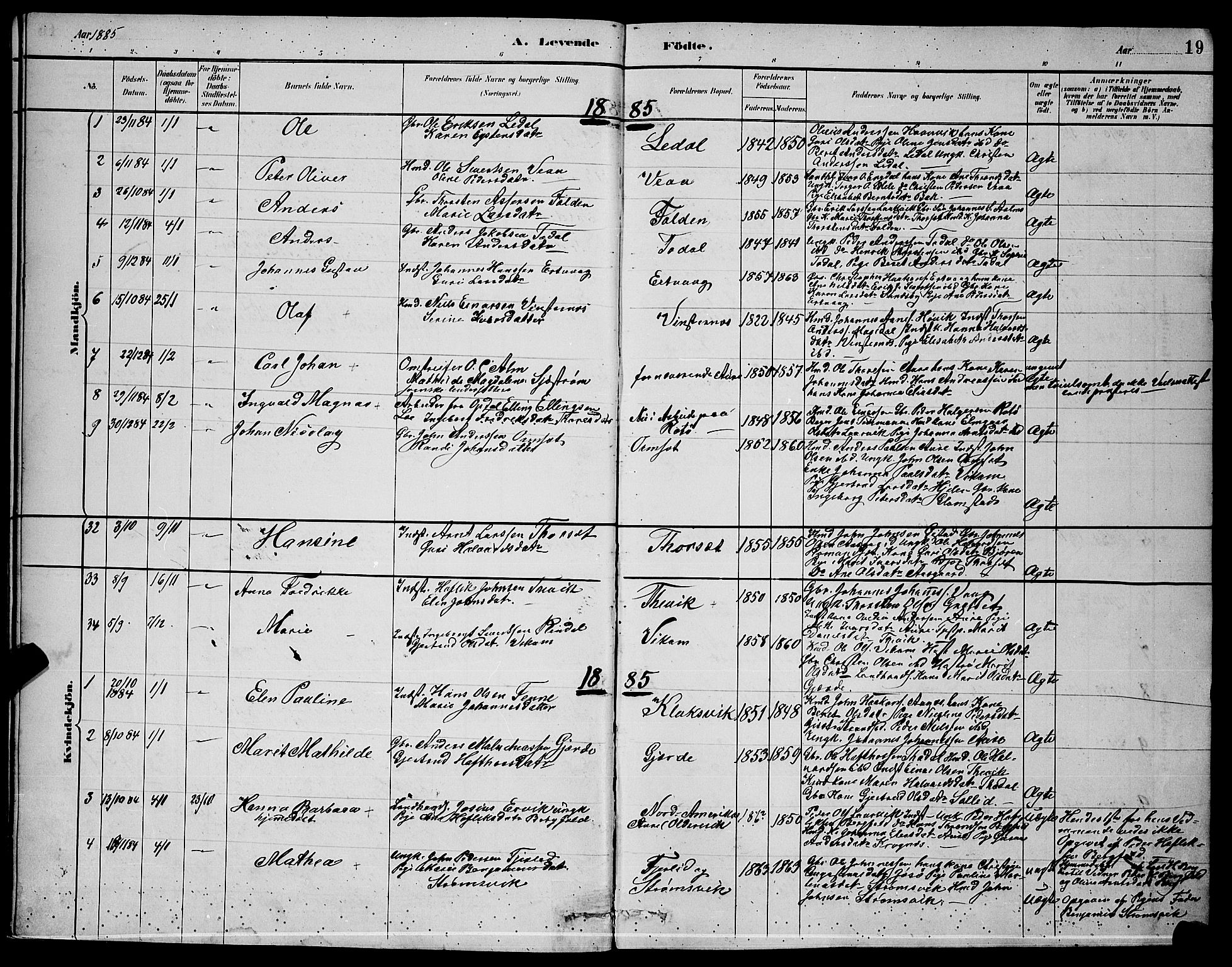 Ministerialprotokoller, klokkerbøker og fødselsregistre - Møre og Romsdal, AV/SAT-A-1454/578/L0909: Klokkerbok nr. 578C02, 1882-1900, s. 19