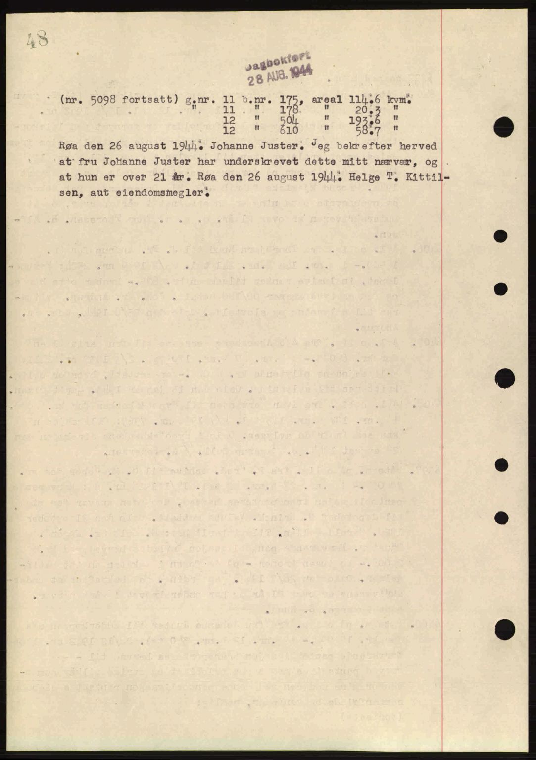 Aker herredsskriveri, SAO/A-10896/G/Gb/Gba/Gbac/L0035: Pantebok nr. B200-201, 1944-1944, Dagboknr: 5098/1944