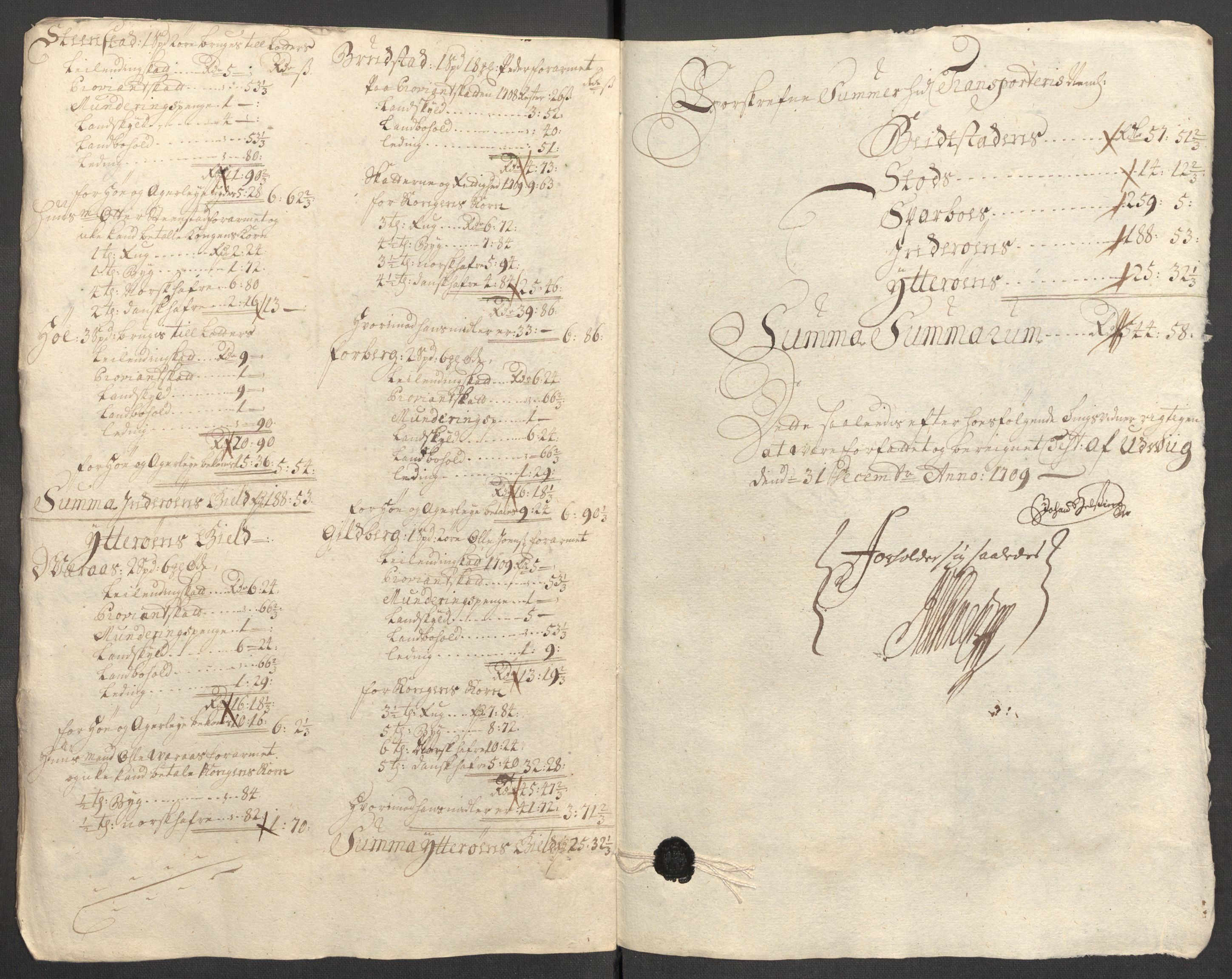 Rentekammeret inntil 1814, Reviderte regnskaper, Fogderegnskap, RA/EA-4092/R63/L4317: Fogderegnskap Inderøy, 1709, s. 254