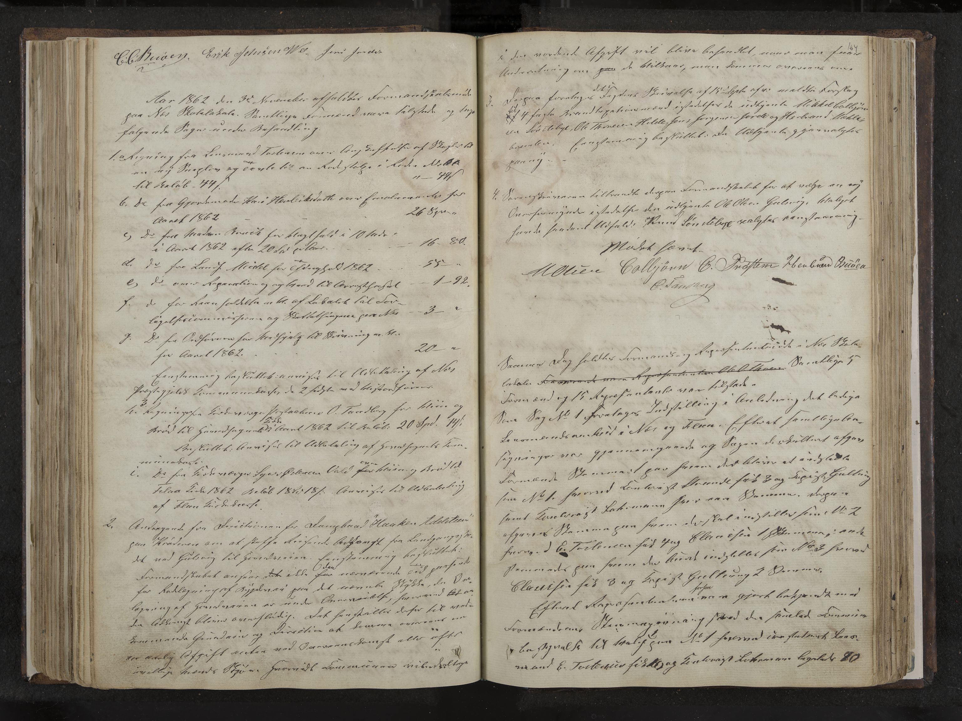 Nes formannskap og sentraladministrasjon, IKAK/0616021-1/A/Aa/L0001: Møtebok med register, 1838-1875, s. 164