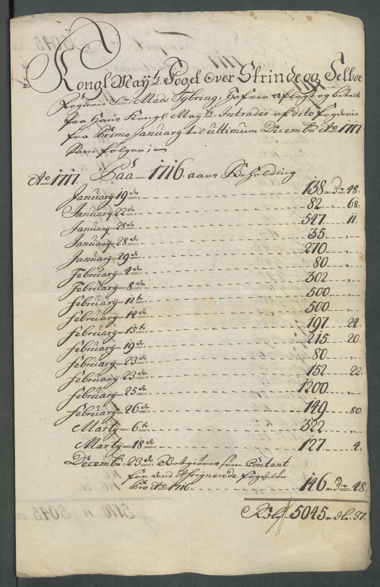 Rentekammeret inntil 1814, Reviderte regnskaper, Fogderegnskap, RA/EA-4092/R61/L4116: Fogderegnskap Strinda og Selbu, 1717-1718, s. 238
