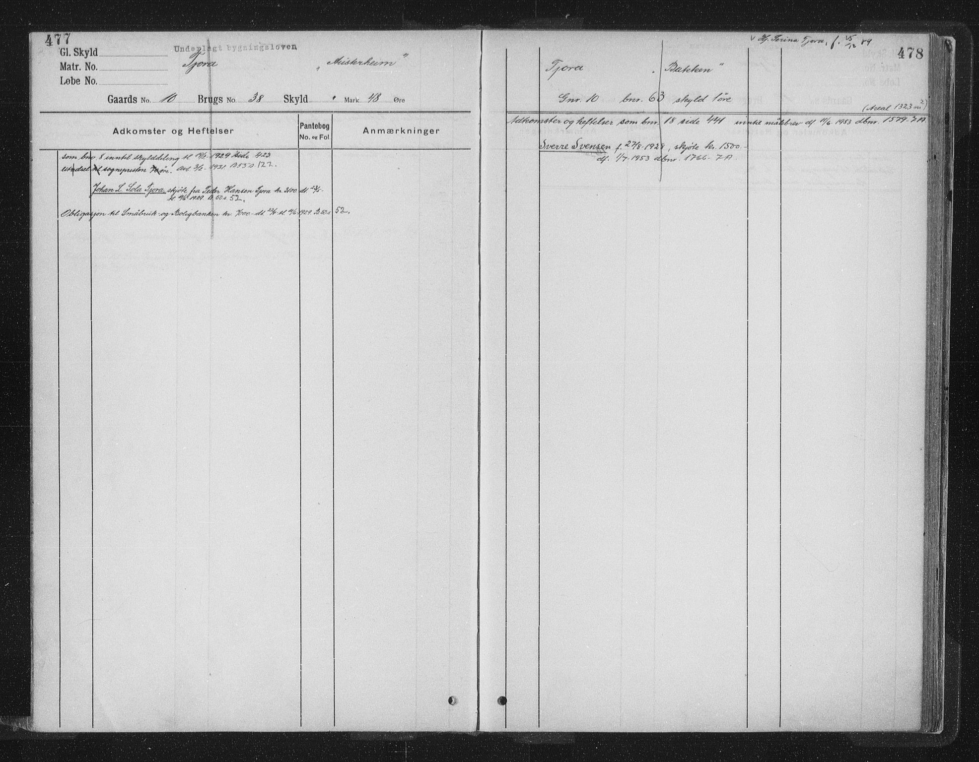 Jæren sorenskriveri, AV/SAST-A-100310/01/4/41/41ABD/L0002: Panteregister nr. 41 ABD2, 1911, s. 477-478