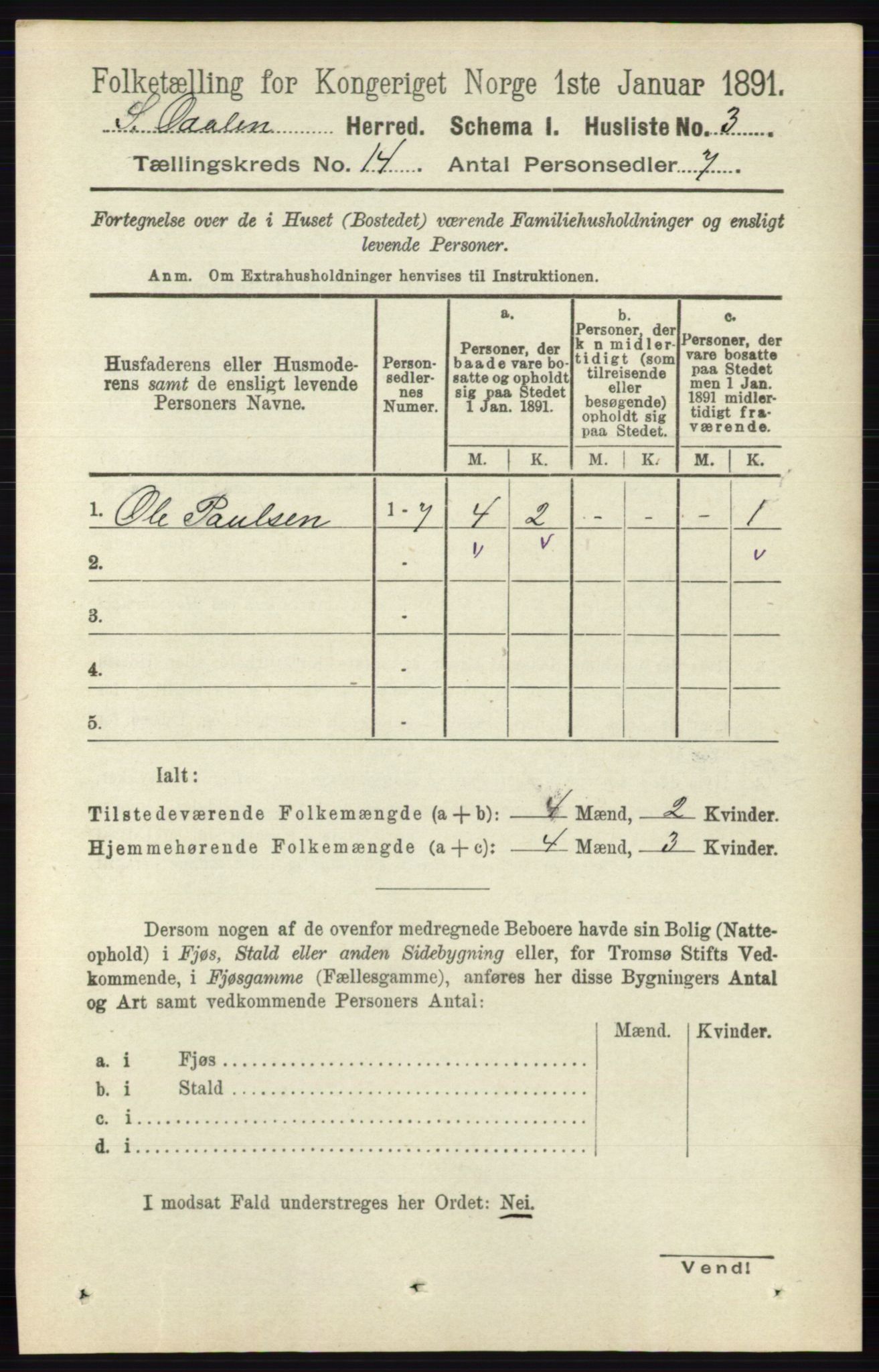 RA, Folketelling 1891 for 0419 Sør-Odal herred, 1891, s. 5920