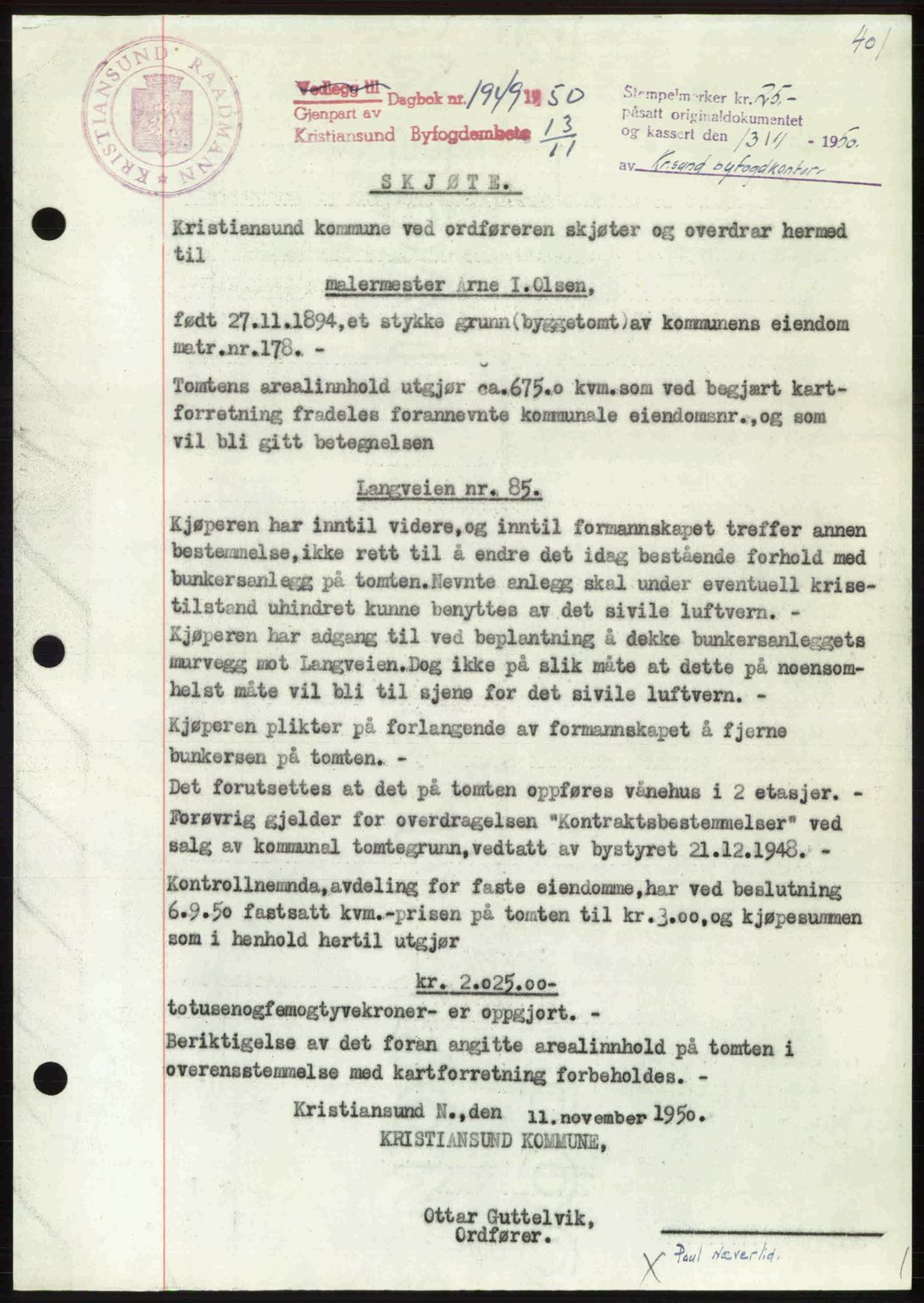 Kristiansund byfogd, AV/SAT-A-4587/A/27: Pantebok nr. 46, 1949-1950, Dagboknr: 1949/1950