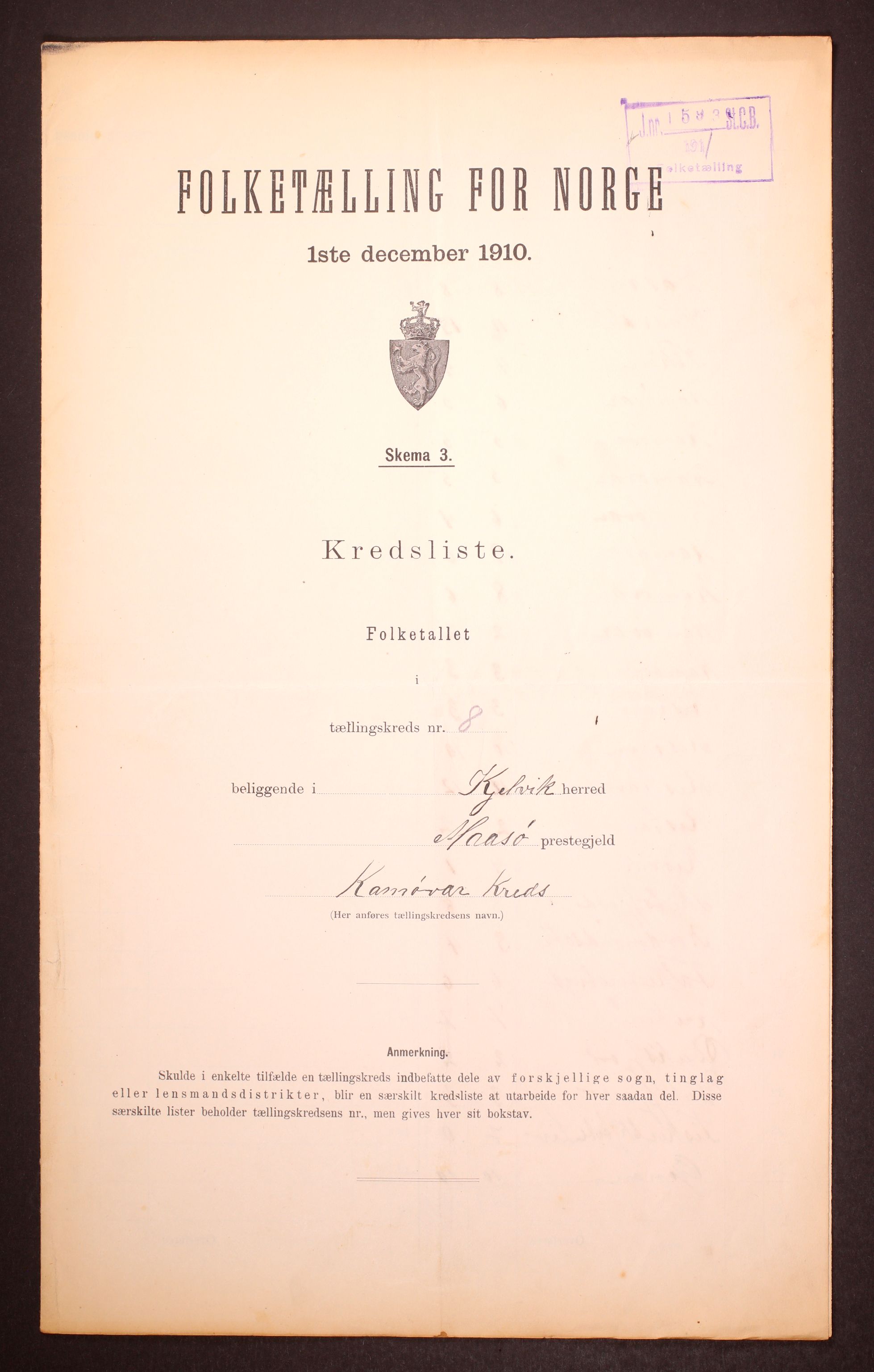 RA, Folketelling 1910 for 2019 Kjelvik herred, 1910, s. 31