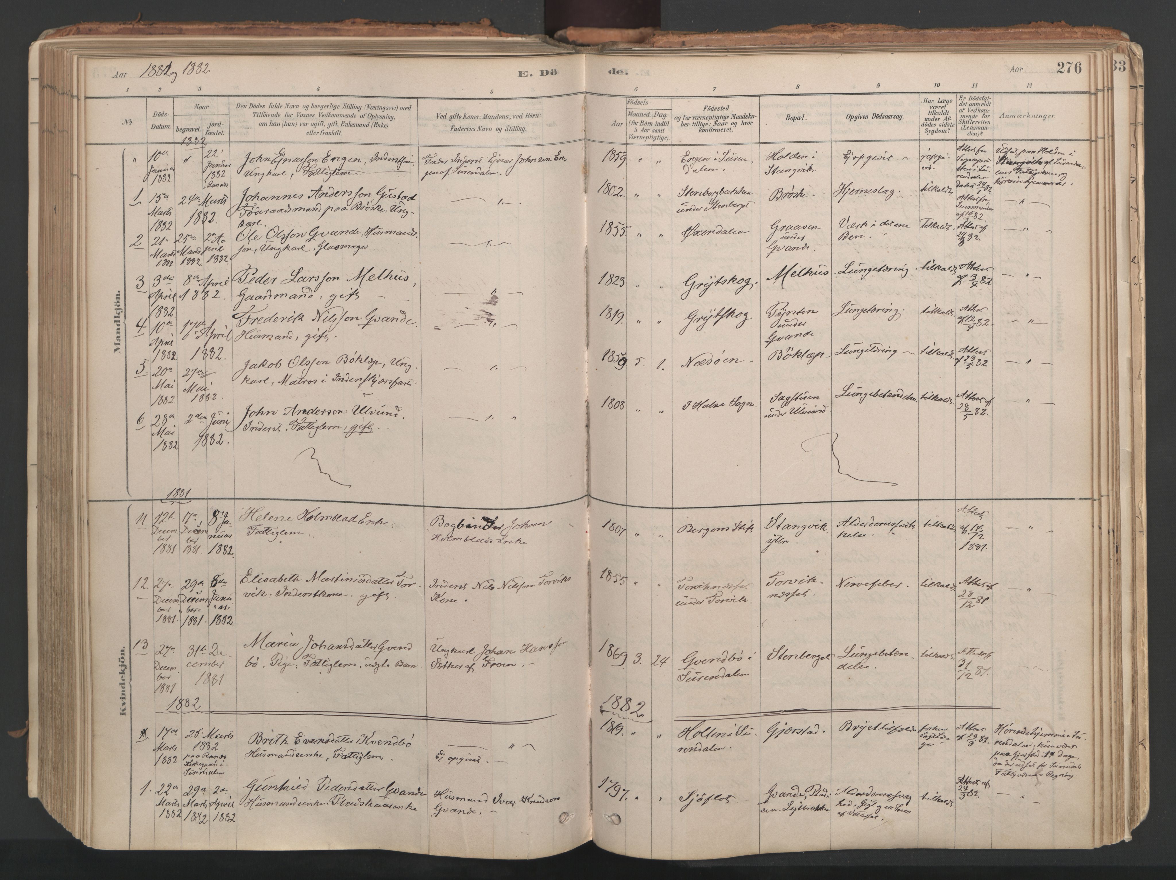 Ministerialprotokoller, klokkerbøker og fødselsregistre - Møre og Romsdal, AV/SAT-A-1454/592/L1029: Ministerialbok nr. 592A07, 1879-1902, s. 276