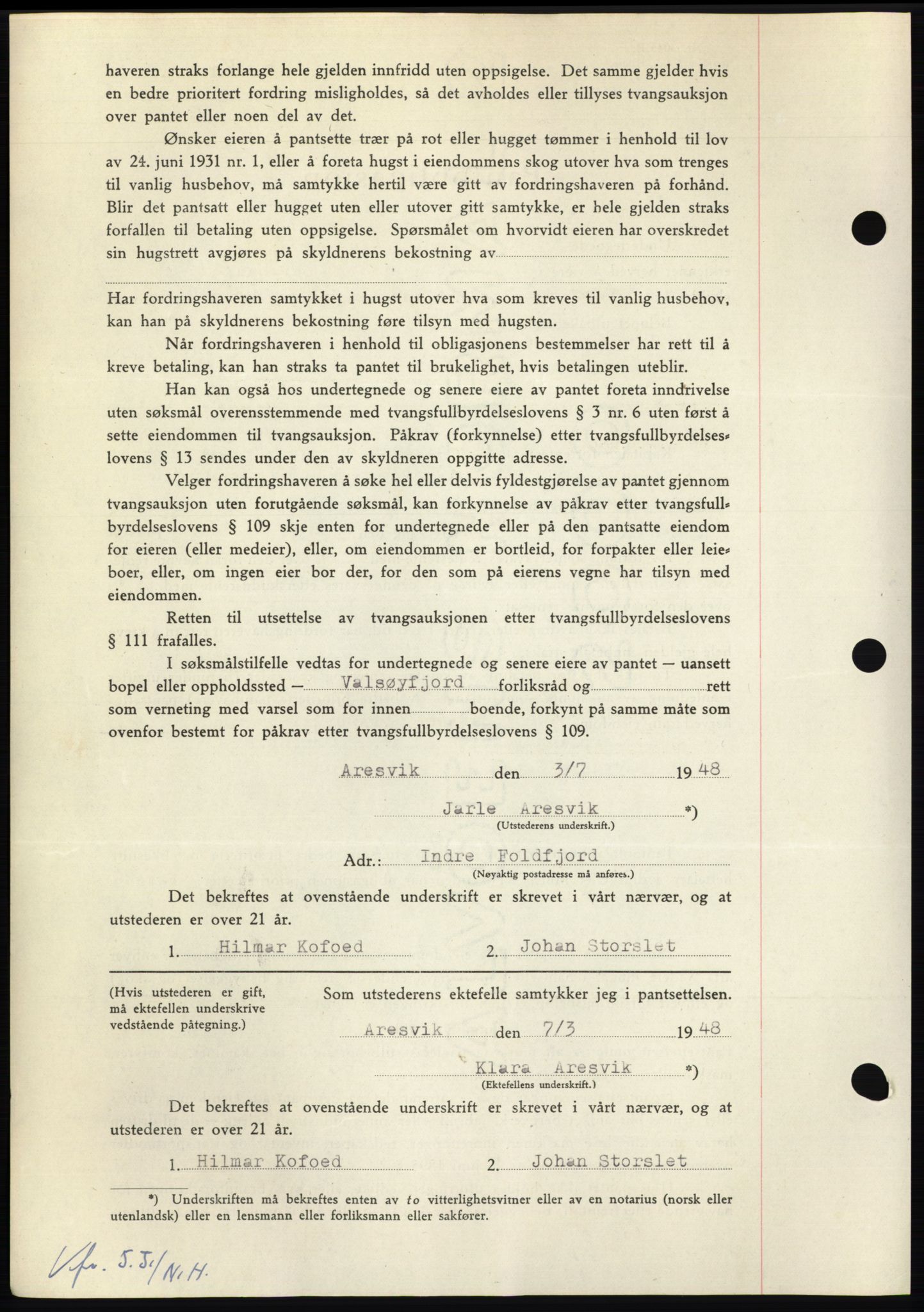 Nordmøre sorenskriveri, AV/SAT-A-4132/1/2/2Ca: Pantebok nr. B98, 1948-1948, Dagboknr: 1288/1948