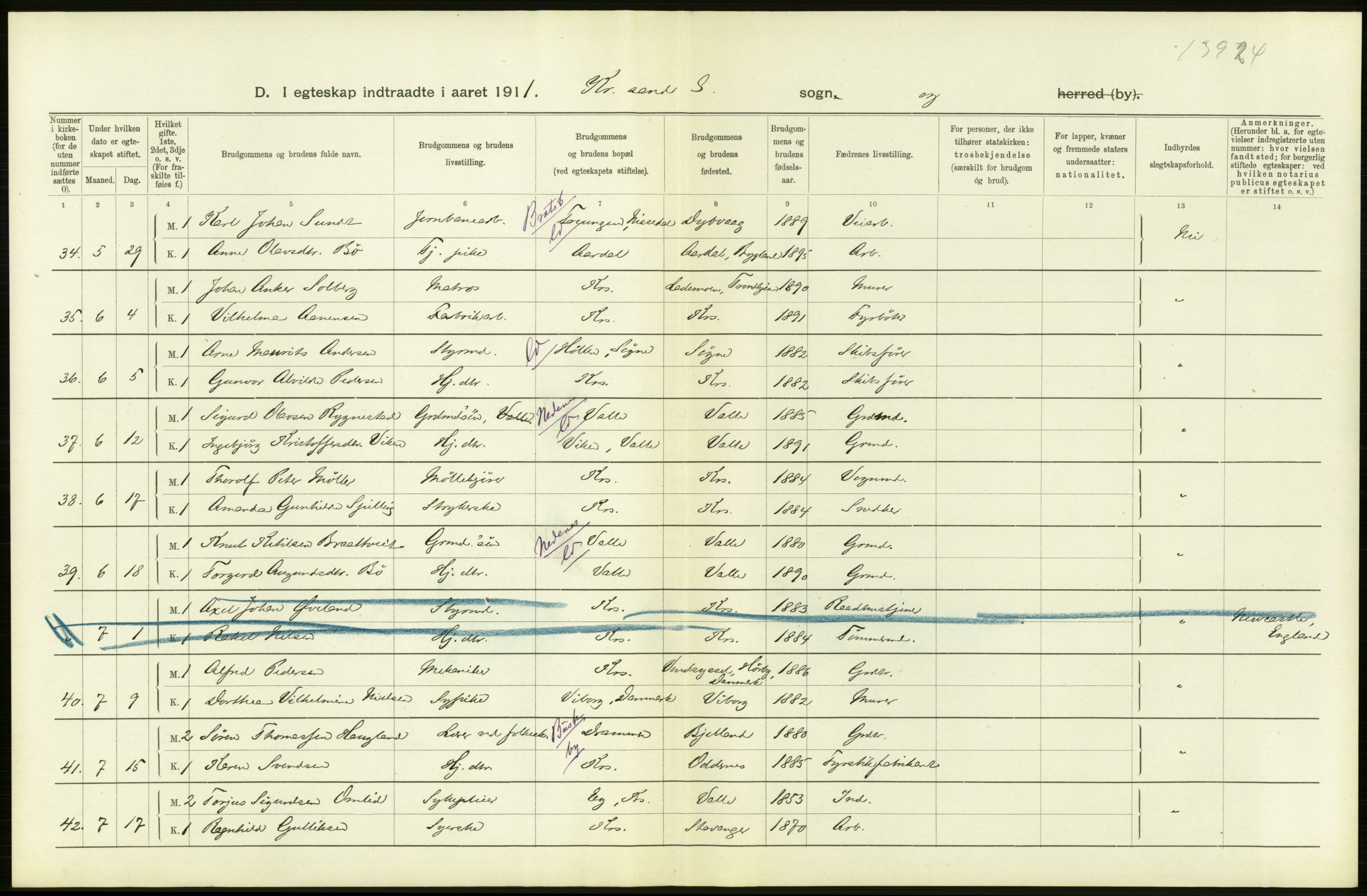 Statistisk sentralbyrå, Sosiodemografiske emner, Befolkning, AV/RA-S-2228/D/Df/Dfb/Dfba/L0024: Lister og Mandals amt:  Gifte, døde, dødfødte. Bygder og byer., 1911, s. 376