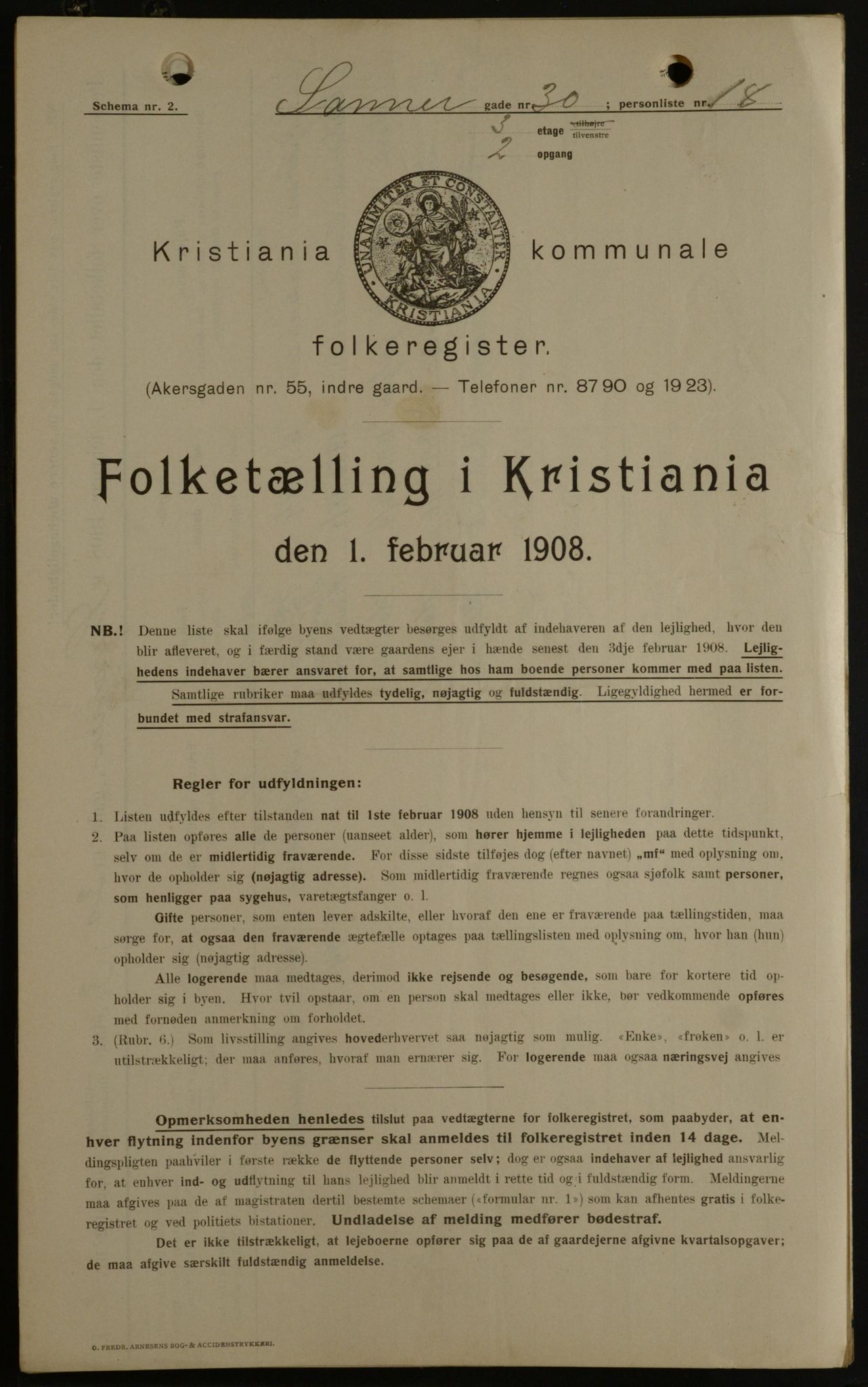 OBA, Kommunal folketelling 1.2.1908 for Kristiania kjøpstad, 1908, s. 80202