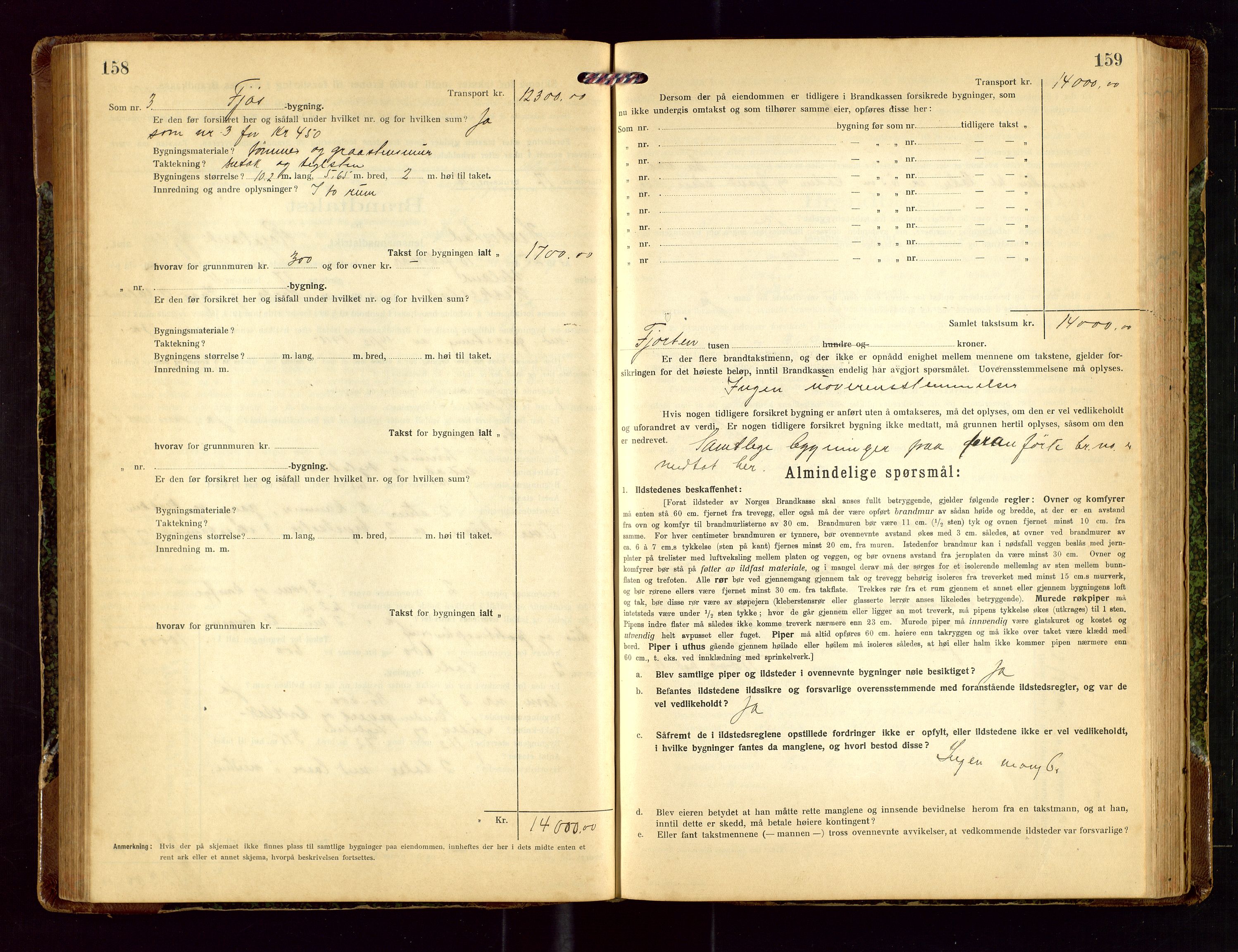 Heskestad lensmannskontor, SAST/A-100304/Gob/L0003: "Brandtakstprotokoll", 1922-1934, s. 158-159