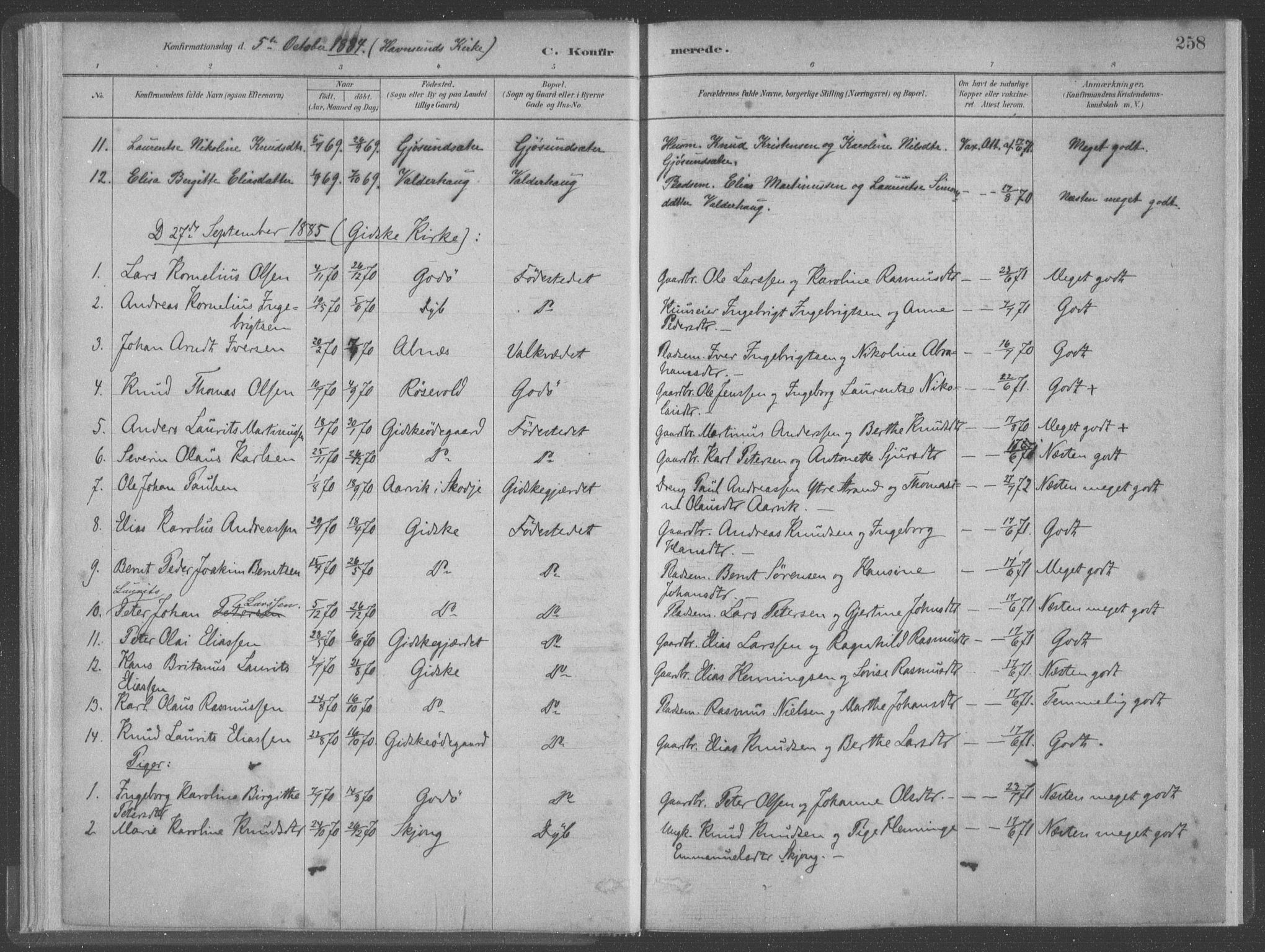 Ministerialprotokoller, klokkerbøker og fødselsregistre - Møre og Romsdal, AV/SAT-A-1454/528/L0402: Ministerialbok nr. 528A12II, 1880-1903, s. 258