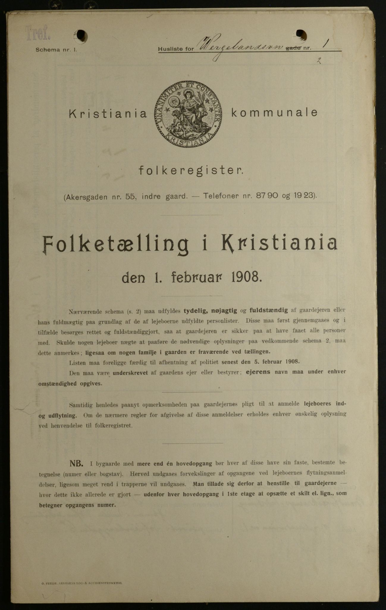 OBA, Kommunal folketelling 1.2.1908 for Kristiania kjøpstad, 1908, s. 114662