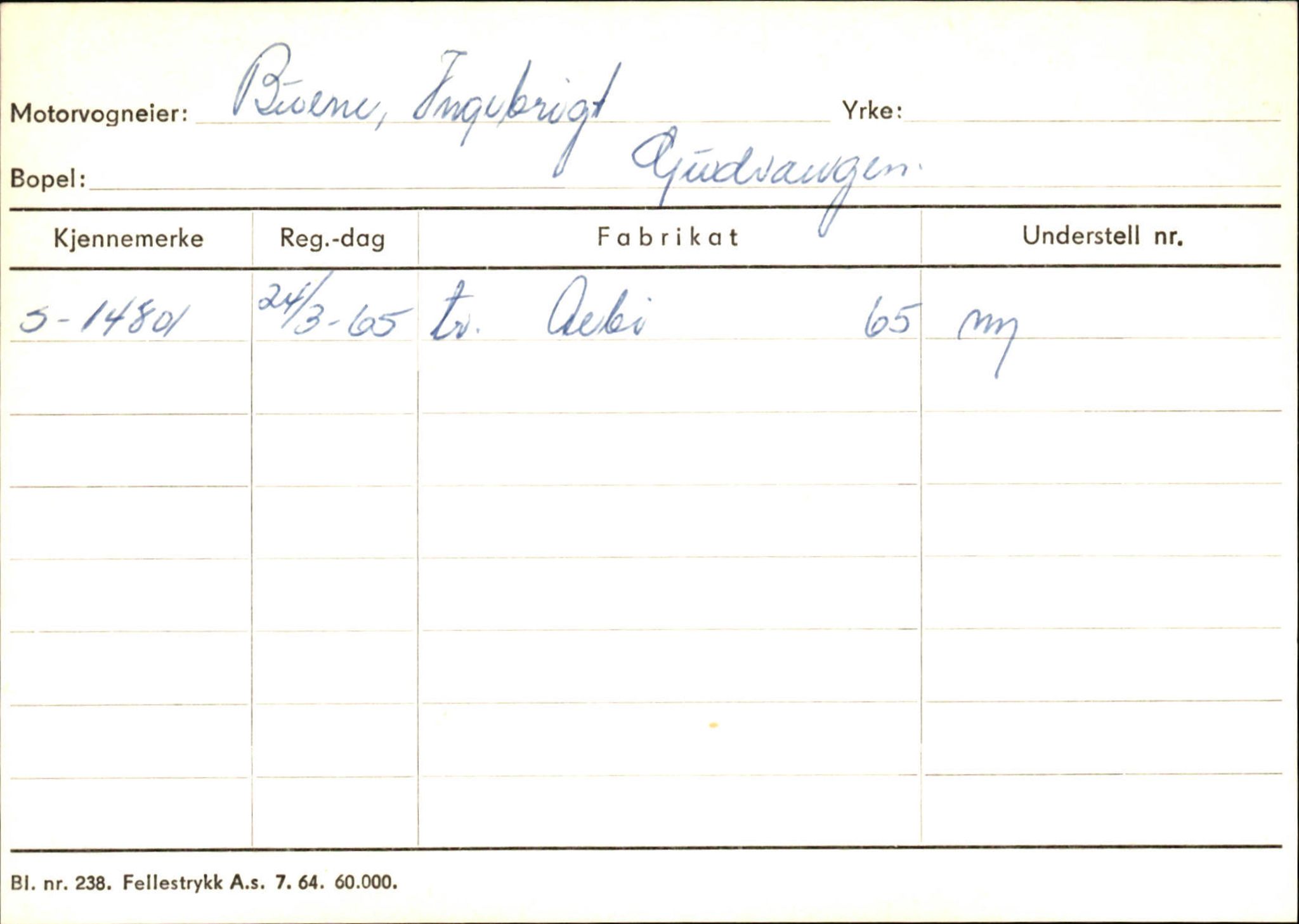 Statens vegvesen, Sogn og Fjordane vegkontor, SAB/A-5301/4/F/L0125: Eigarregister Sogndal V-Å. Aurland A-Å. Fjaler A-N, 1945-1975, s. 515