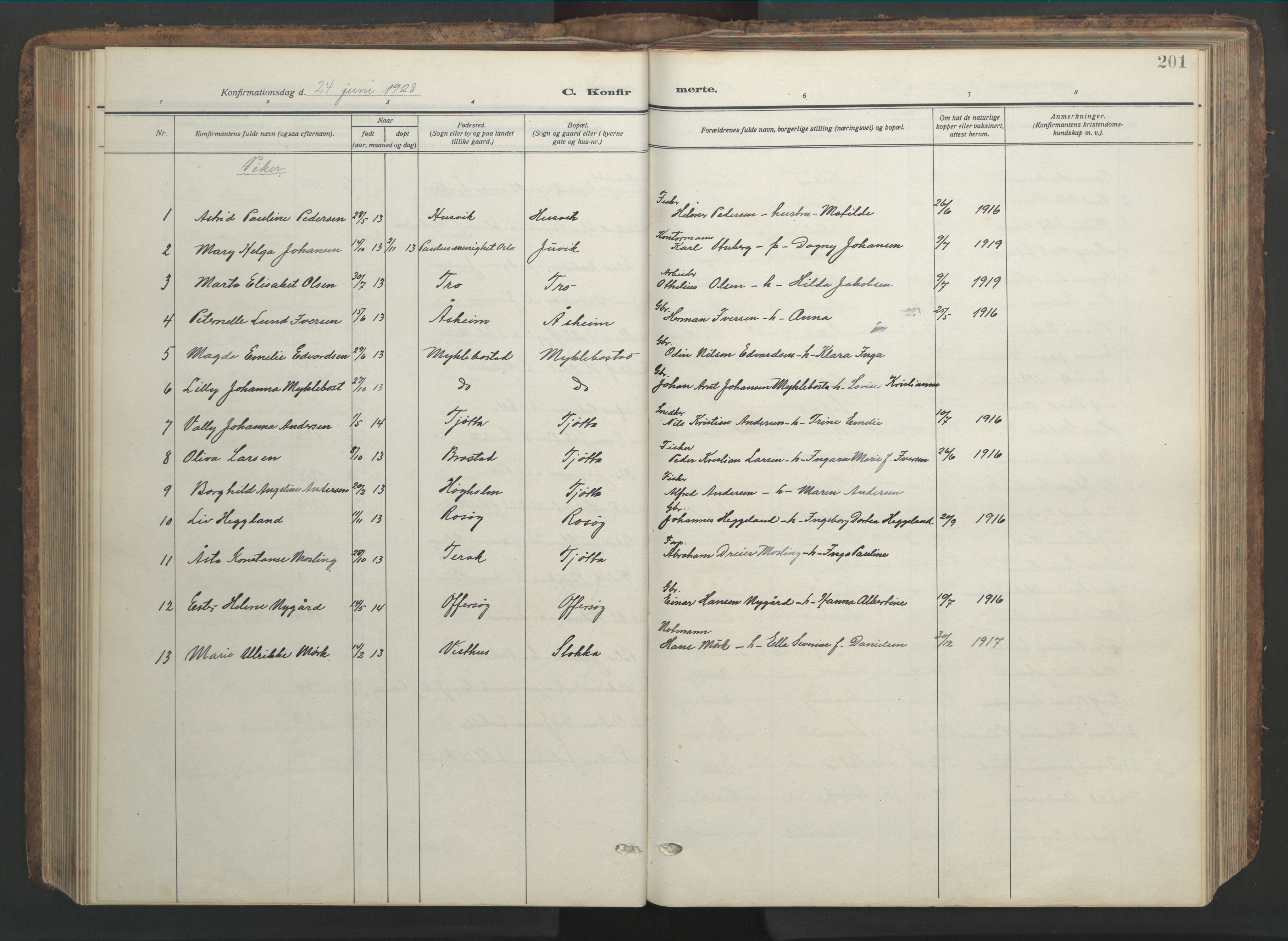 Ministerialprotokoller, klokkerbøker og fødselsregistre - Nordland, AV/SAT-A-1459/817/L0269: Klokkerbok nr. 817C04, 1921-1949, s. 201