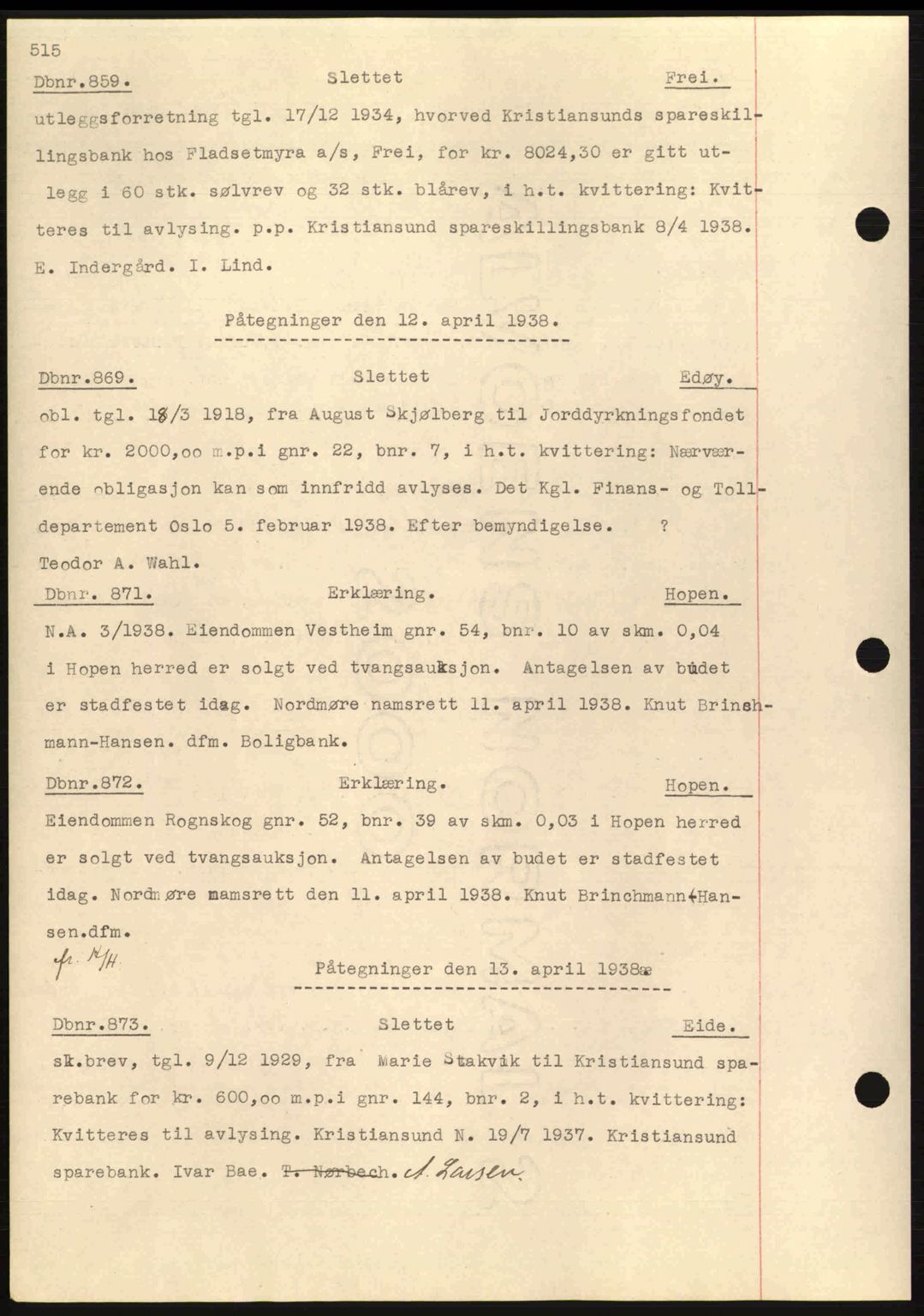 Nordmøre sorenskriveri, SAT/A-4132/1/2/2Ca: Pantebok nr. C80, 1936-1939, Dagboknr: 859/1938