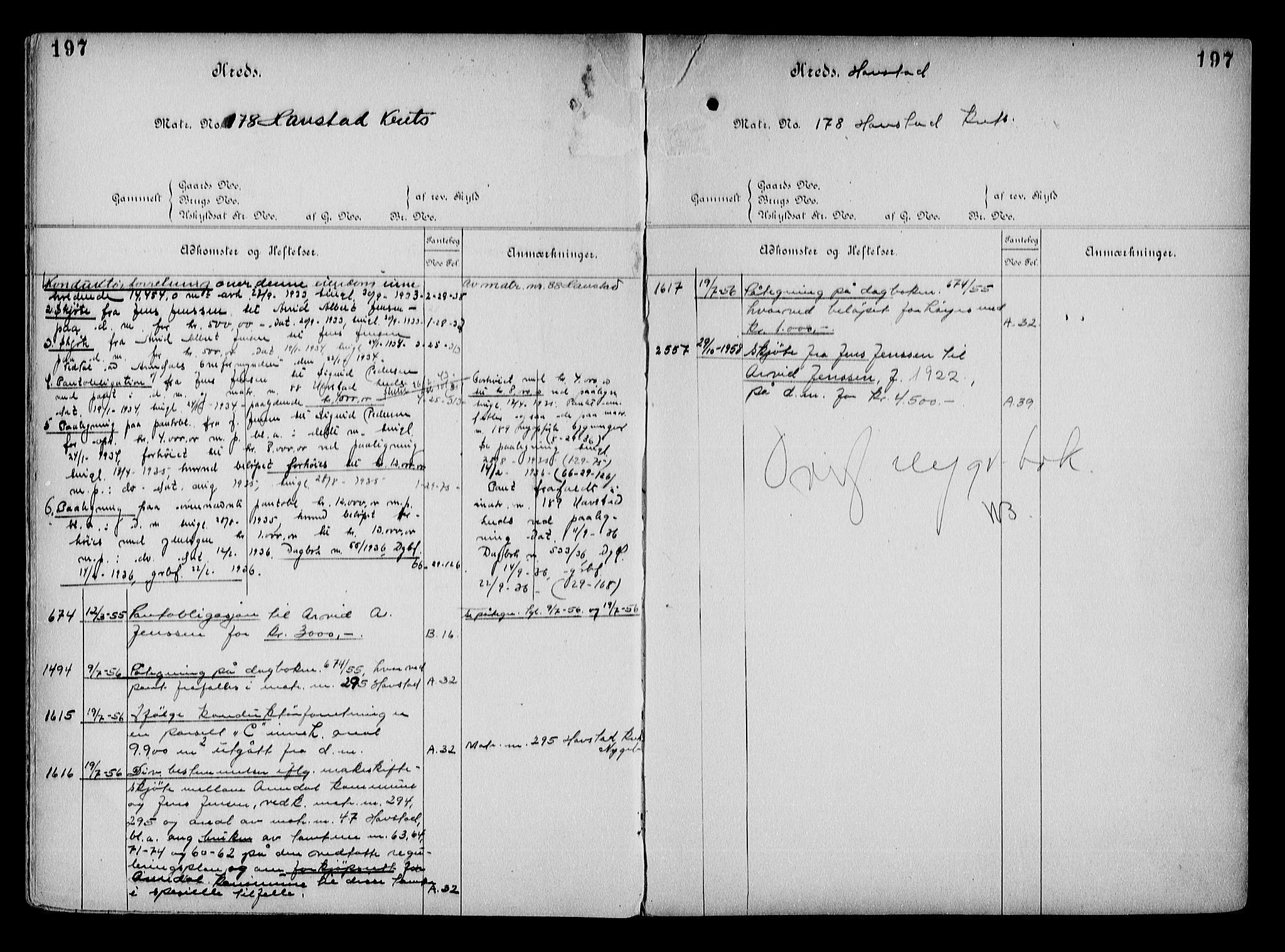 Arendal byfogd, AV/SAK-1222-0001/G/Ga/L0015: Panteregister nr. 13, 1860-1960, s. 197