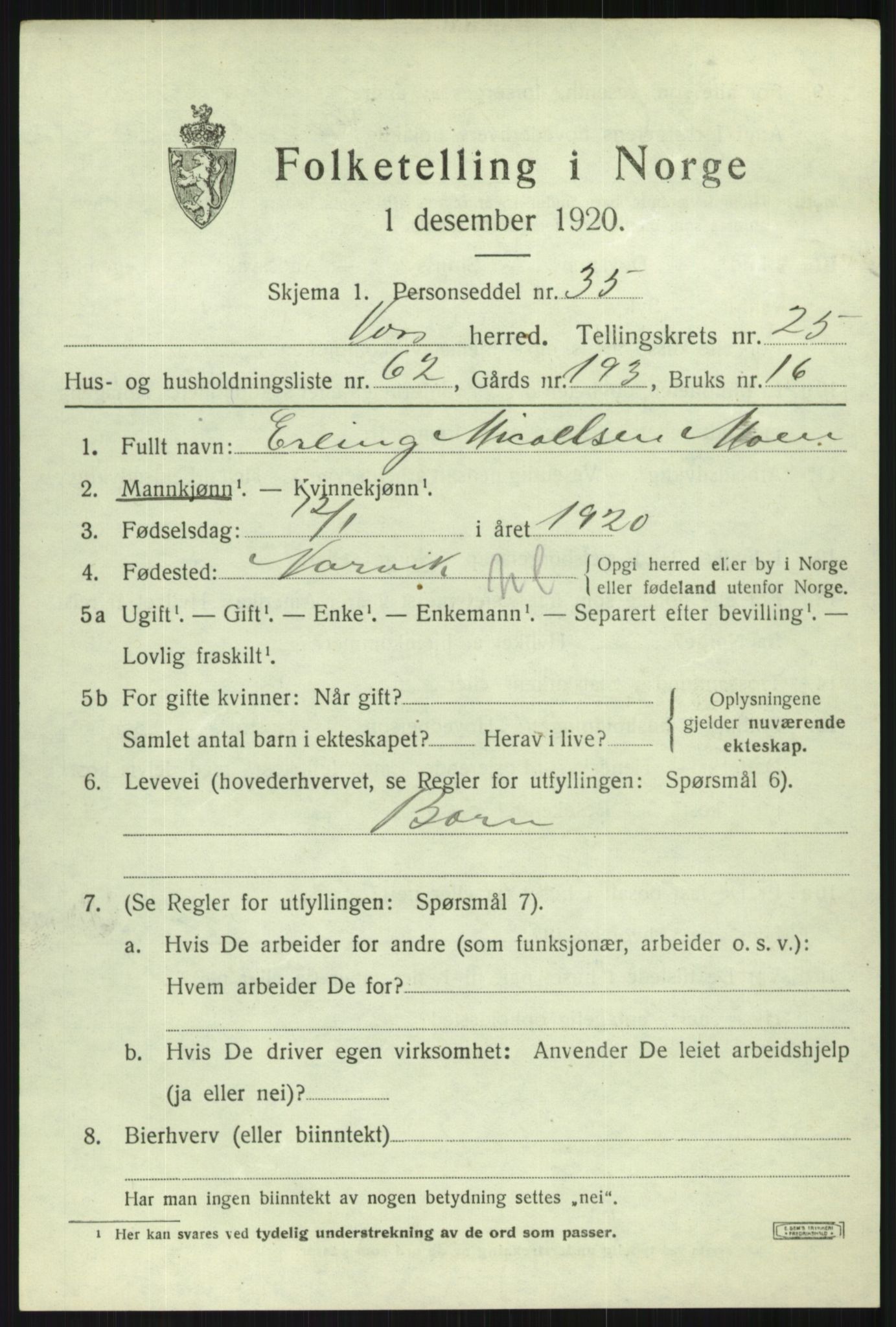 SAB, Folketelling 1920 for 1235 Voss herred, 1920, s. 17731