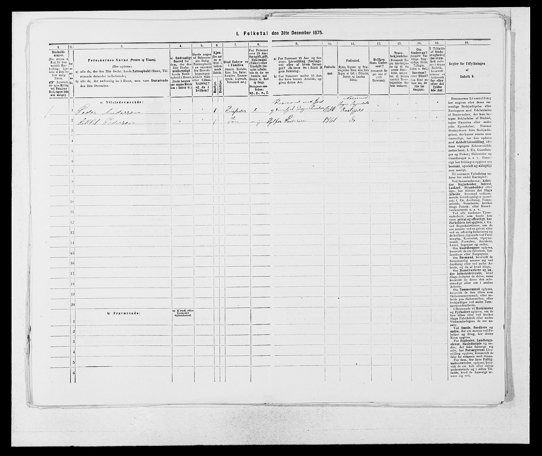 SAB, Folketelling 1875 for 1420P Sogndal prestegjeld, 1875, s. 1185