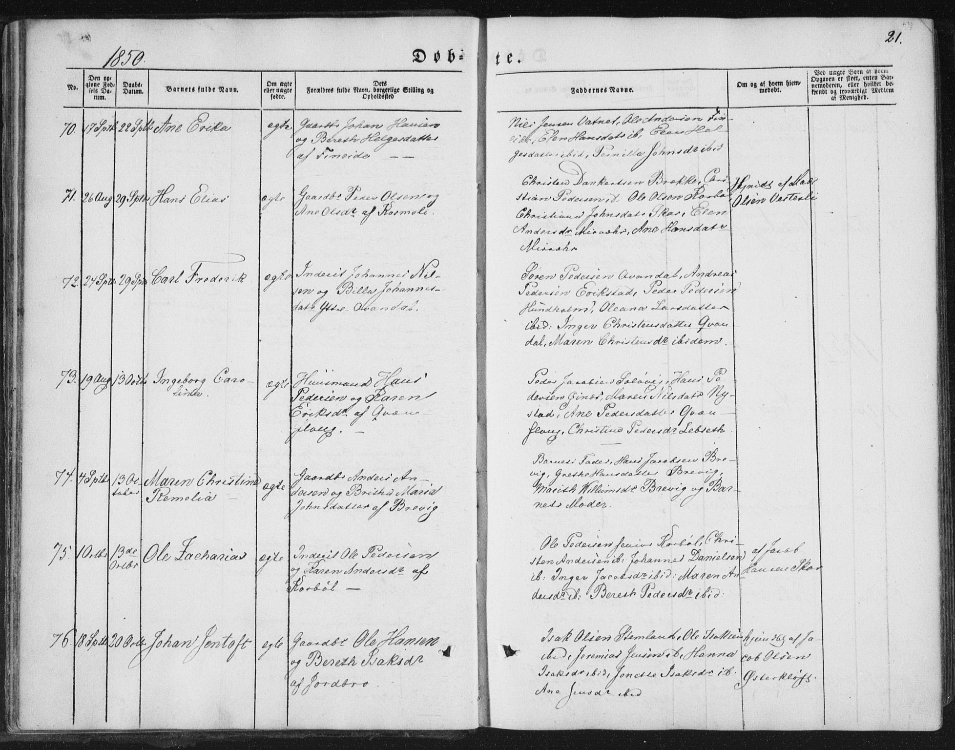 Ministerialprotokoller, klokkerbøker og fødselsregistre - Nordland, AV/SAT-A-1459/852/L0738: Ministerialbok nr. 852A08, 1849-1865, s. 21