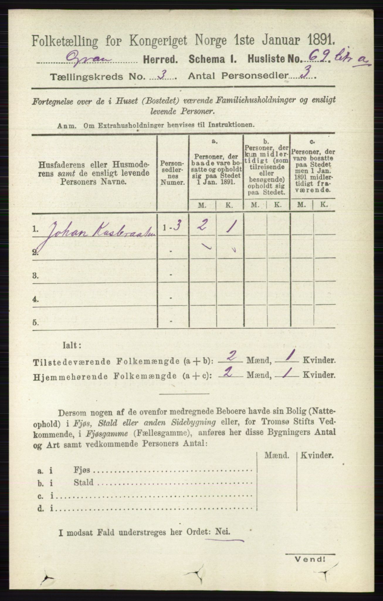 RA, Folketelling 1891 for 0534 Gran herred, 1891, s. 679