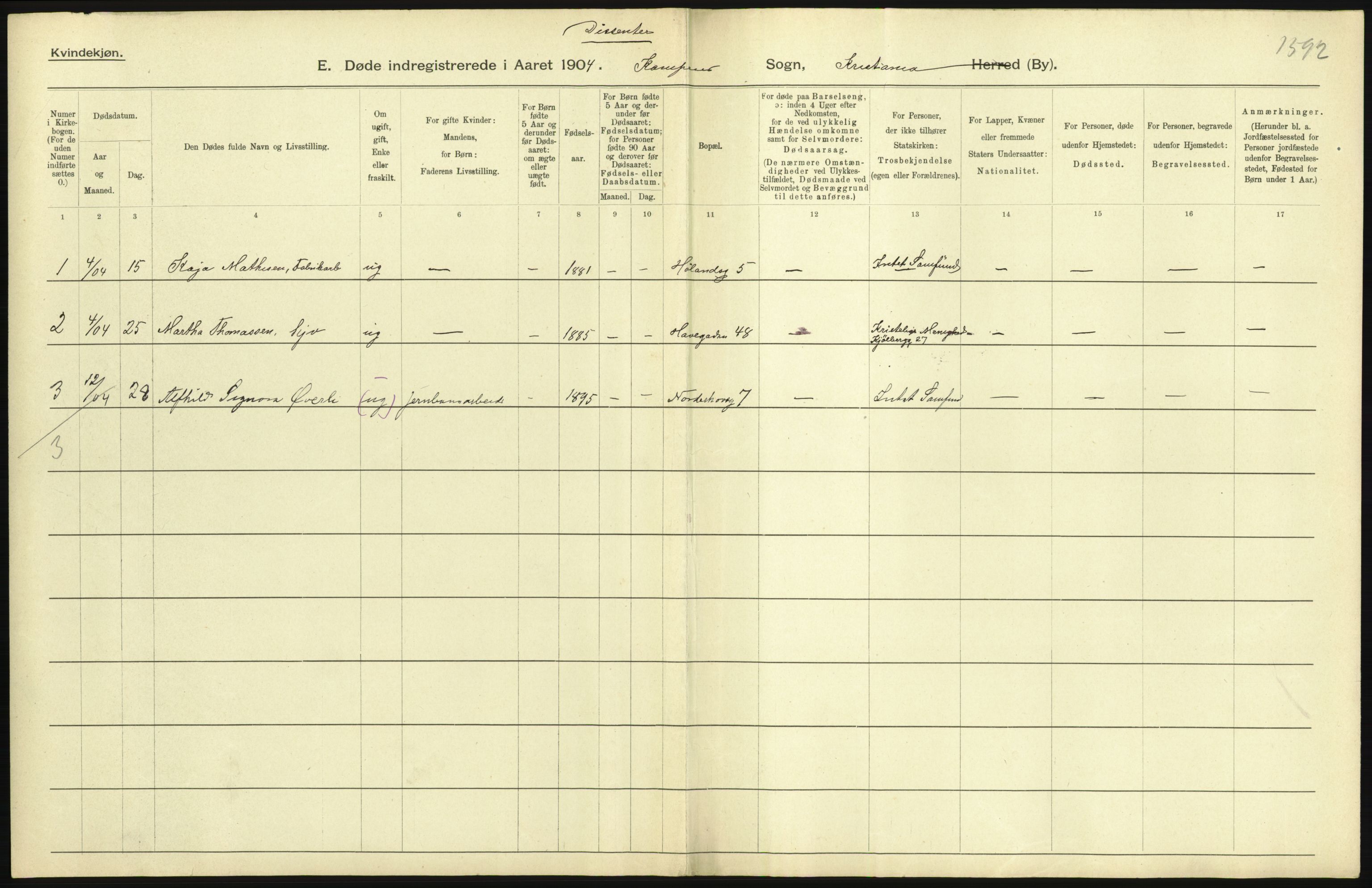 Statistisk sentralbyrå, Sosiodemografiske emner, Befolkning, AV/RA-S-2228/D/Df/Dfa/Dfab/L0004: Kristiania: Gifte, døde, 1904, s. 529