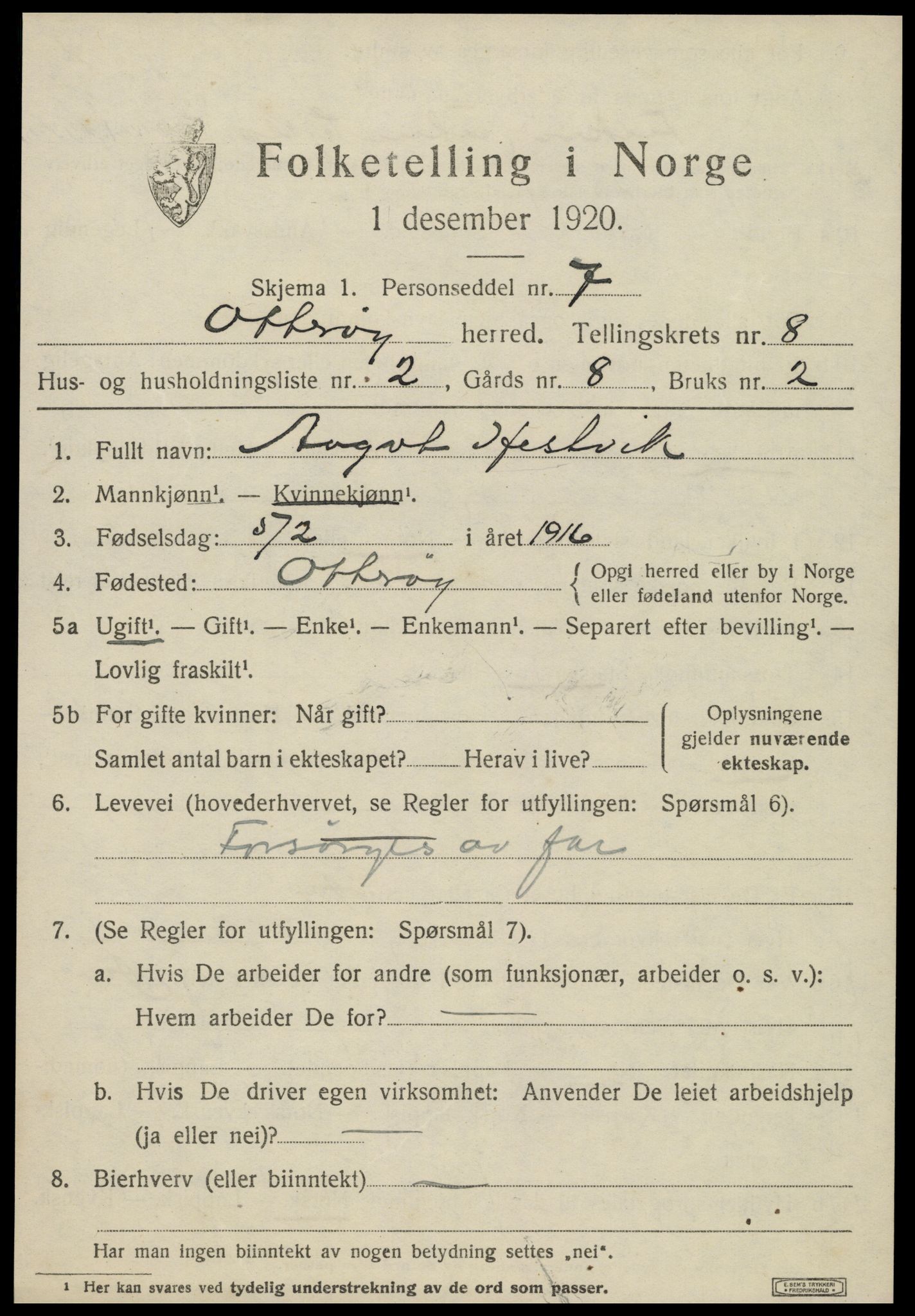 SAT, Folketelling 1920 for 1747 Otterøy herred, 1920, s. 2949