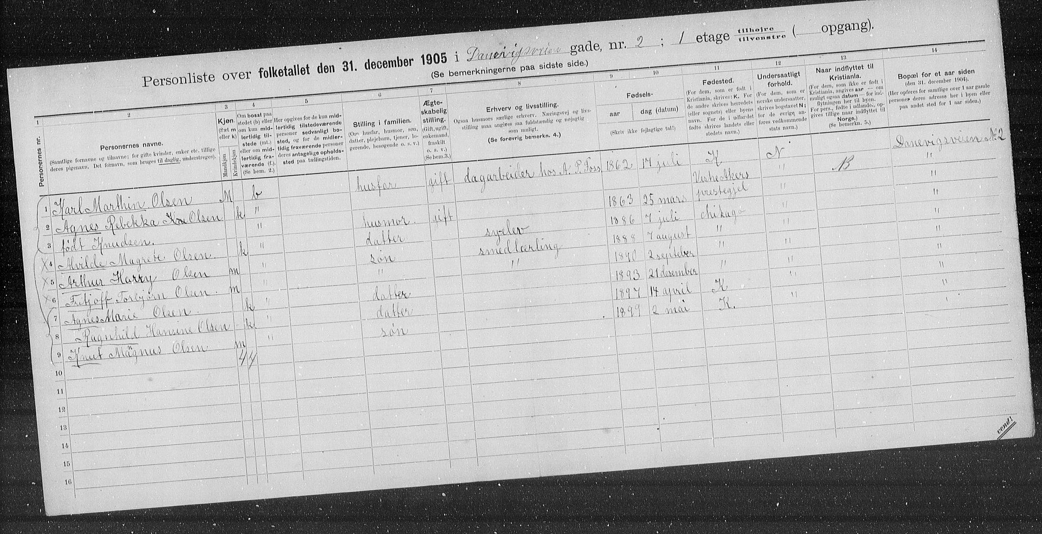 OBA, Kommunal folketelling 31.12.1905 for Kristiania kjøpstad, 1905, s. 7836