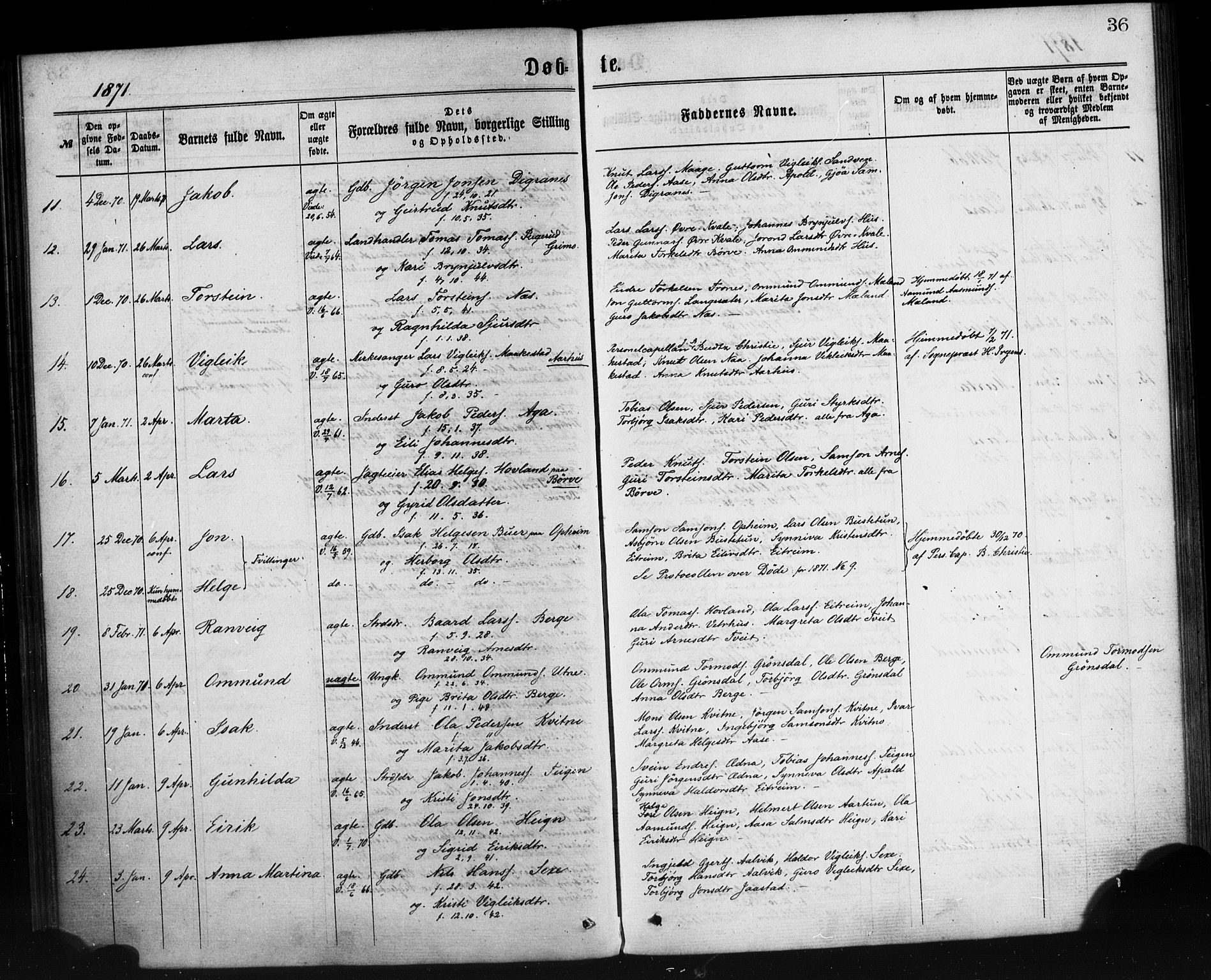 Ullensvang sokneprestembete, AV/SAB-A-78701/H/Haa: Ministerialbok nr. A 12, 1867-1881, s. 36