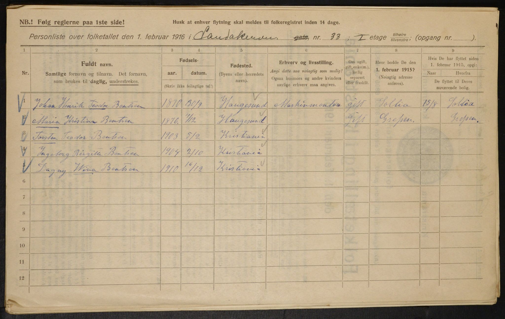 OBA, Kommunal folketelling 1.2.1916 for Kristiania, 1916, s. 89257