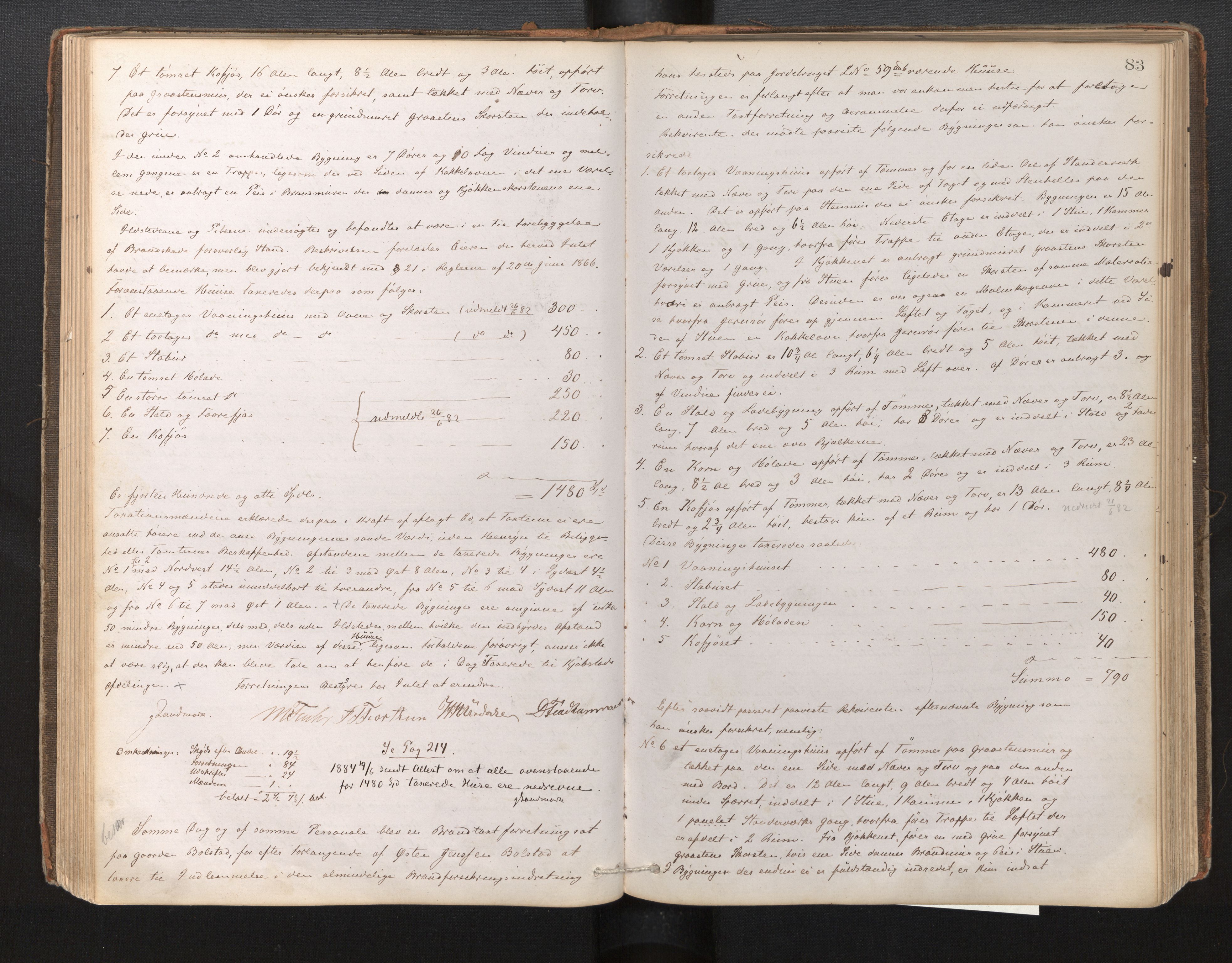 Lensmannen i Luster, AV/SAB-A-29301/0012/L0003: Branntakstprotokoll, 1868-1884, s. 82b-83a