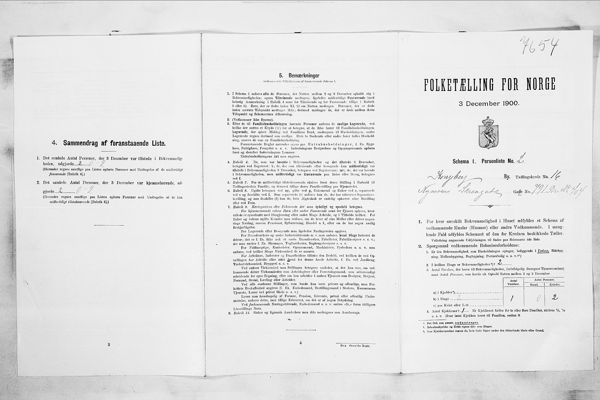 RA, Folketelling 1900 for 0604 Kongsberg kjøpstad, 1900, s. 3272