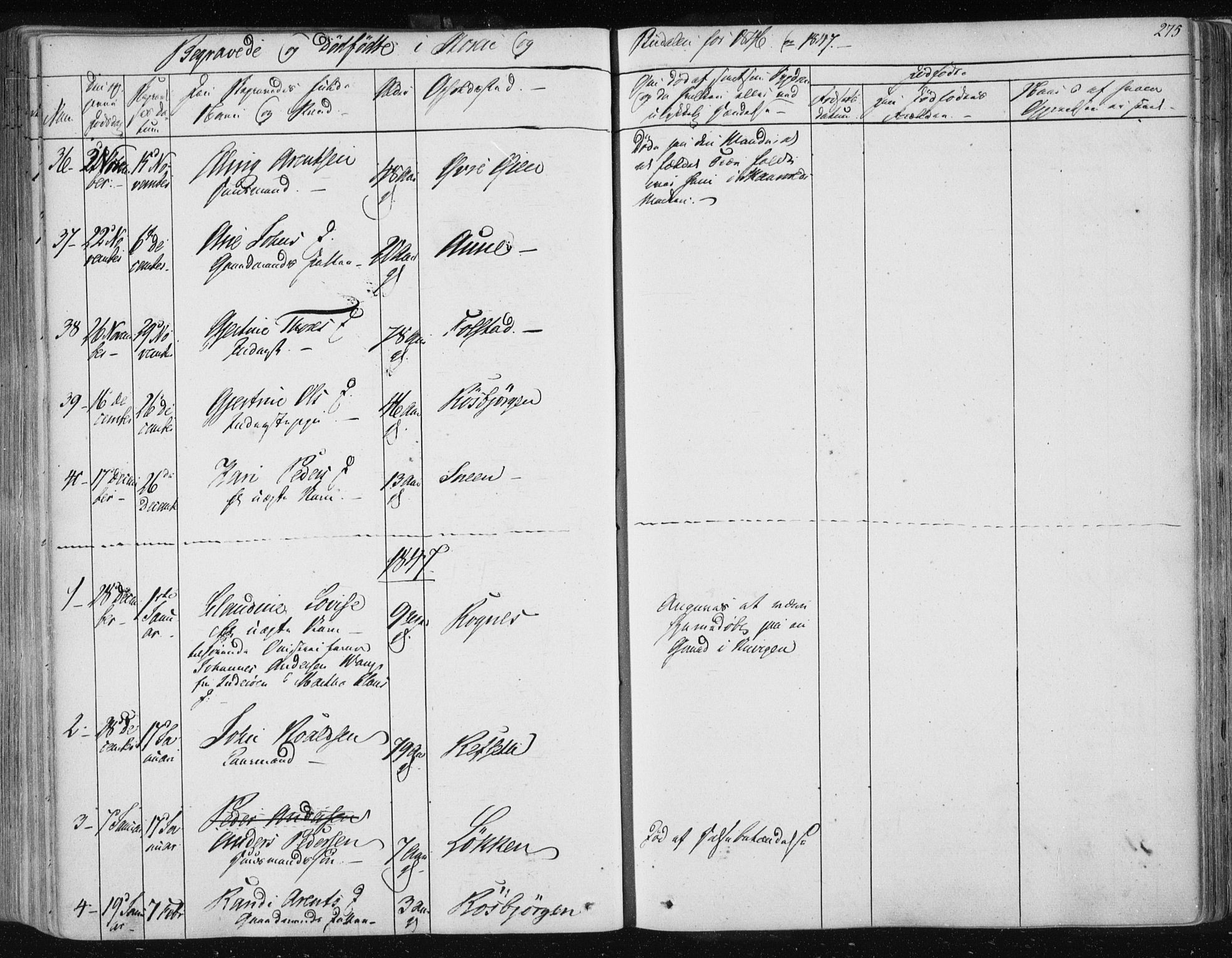 Ministerialprotokoller, klokkerbøker og fødselsregistre - Sør-Trøndelag, AV/SAT-A-1456/687/L0997: Ministerialbok nr. 687A05 /1, 1843-1848, s. 275