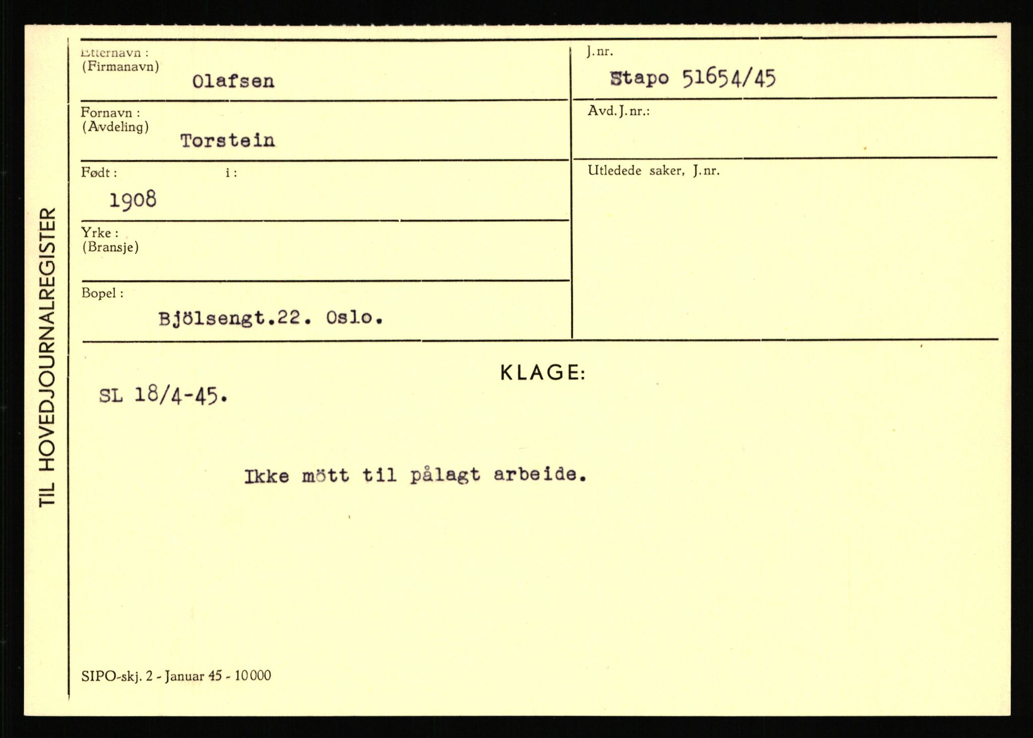 Statspolitiet - Hovedkontoret / Osloavdelingen, AV/RA-S-1329/C/Ca/L0012: Oanæs - Quistgaard	, 1943-1945, s. 203