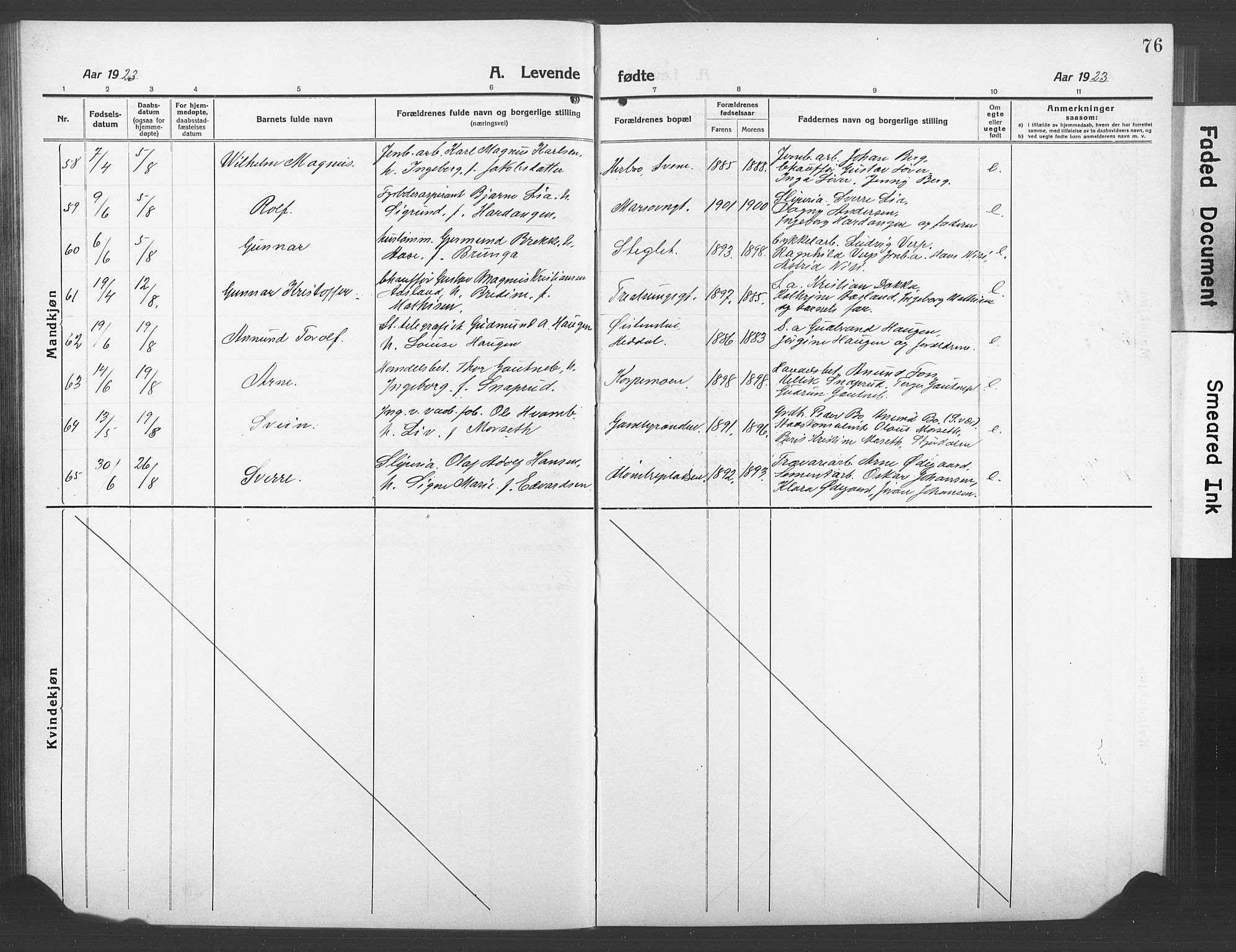 Kongsberg kirkebøker, AV/SAKO-A-22/G/Ga/L0008: Klokkerbok nr. 8, 1915-1932, s. 76