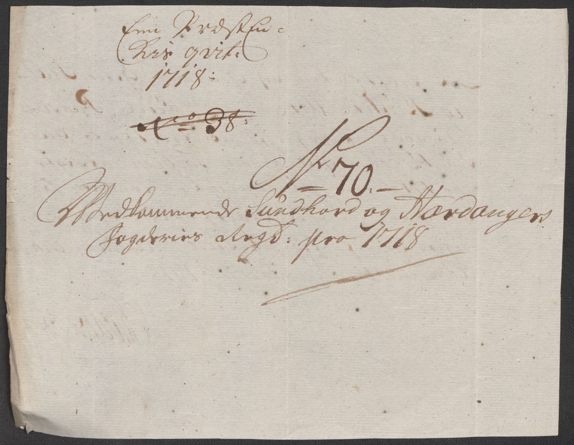 Rentekammeret inntil 1814, Reviderte regnskaper, Fogderegnskap, AV/RA-EA-4092/R48/L2996: Fogderegnskap Sunnhordland og Hardanger, 1718, s. 77