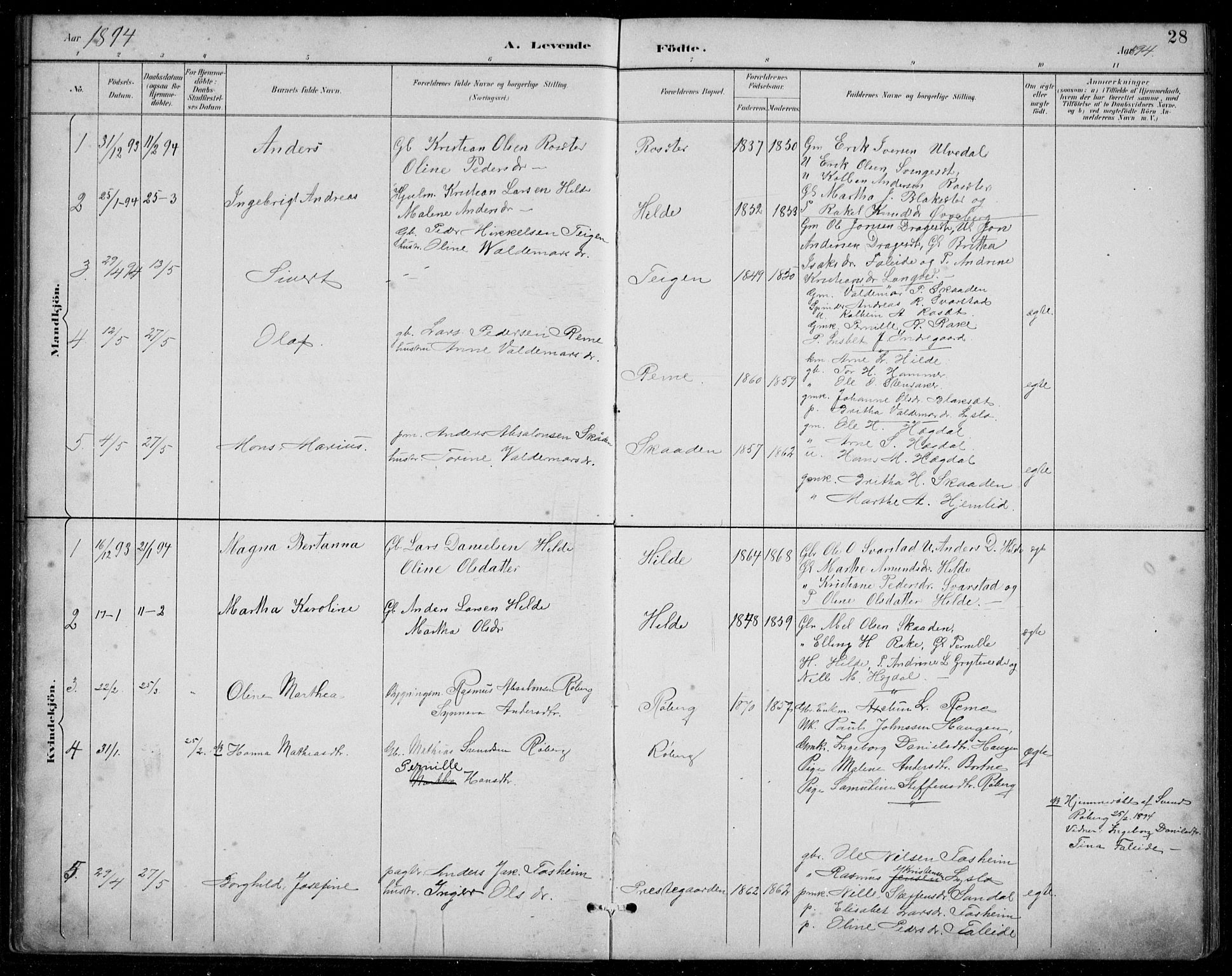 Innvik sokneprestembete, AV/SAB-A-80501: Klokkerbok nr. A 3, 1886-1912, s. 28