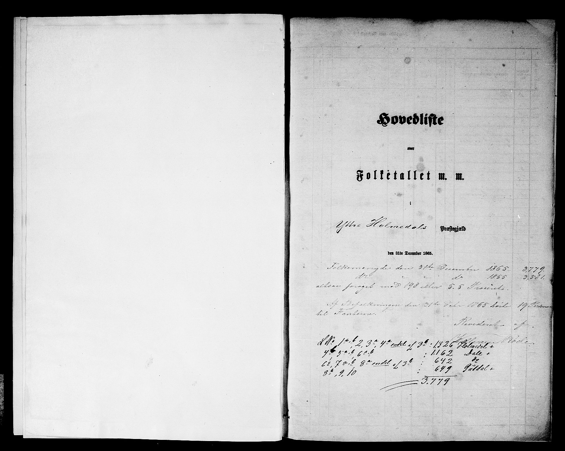 RA, Folketelling 1865 for 1429P Ytre Holmedal prestegjeld, 1865, s. 5