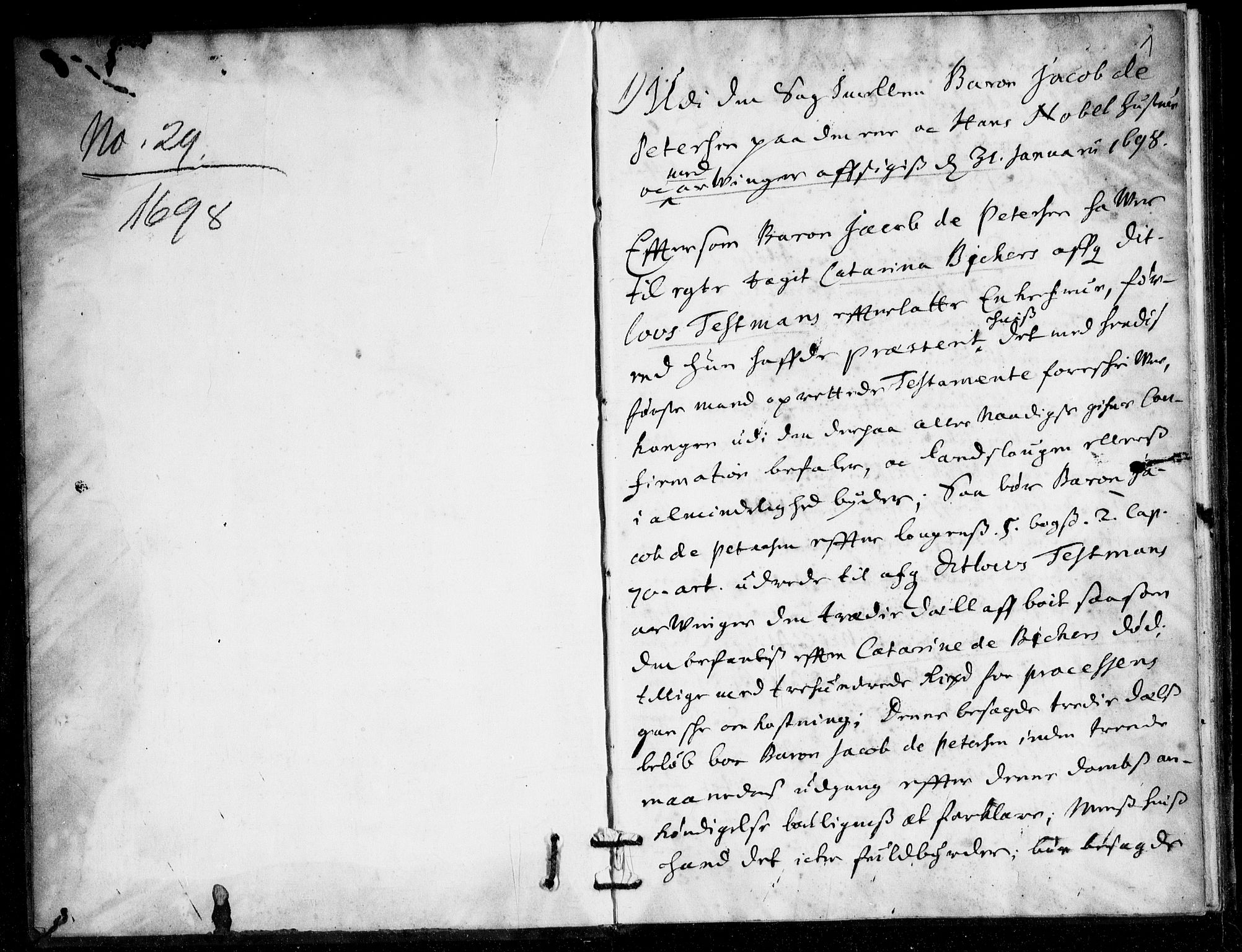 Overhoffretten 1667-1797, AV/RA-EA-2884/Aa/L0029: Avsiktsprotokoll, 1698, s. 0b-1a