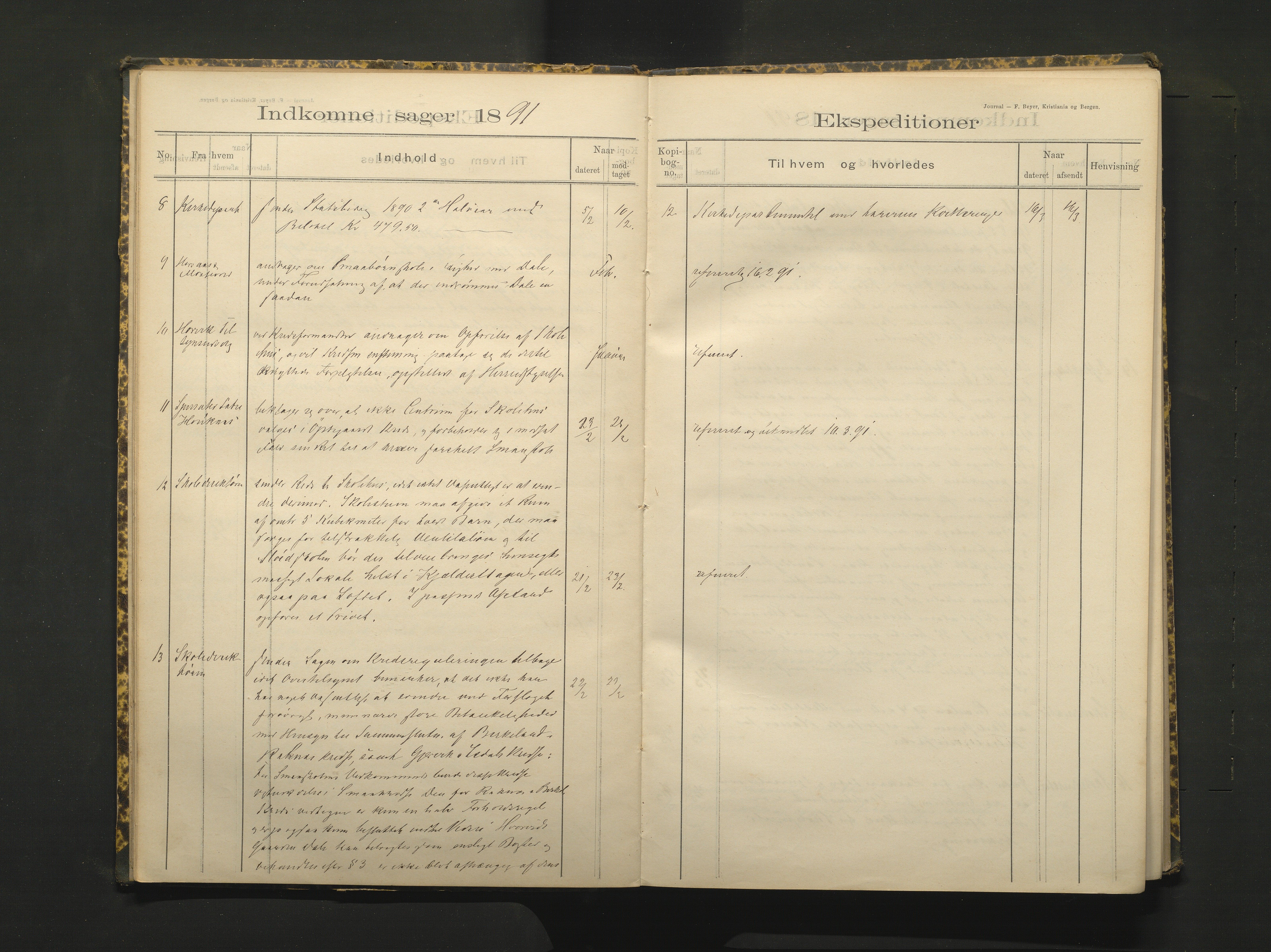 Hamre kommune. Skulestyret, IKAH/1254-211/C/Ca/L0002: Postjournal for Hamre skulestyre, 1890-1901