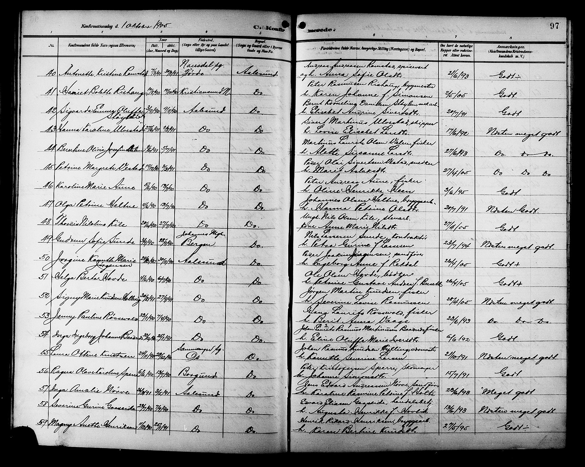 Ministerialprotokoller, klokkerbøker og fødselsregistre - Møre og Romsdal, AV/SAT-A-1454/529/L0469: Klokkerbok nr. 529C06, 1898-1906, s. 97