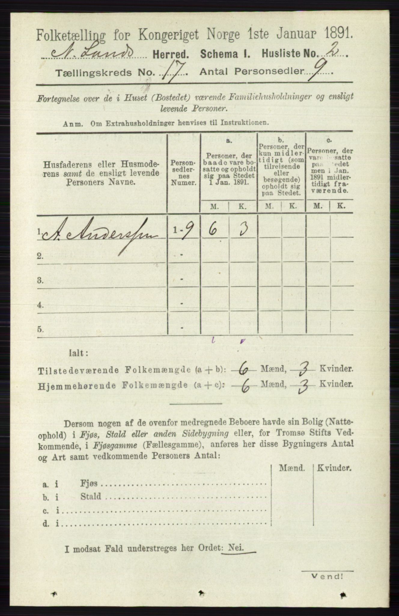 RA, Folketelling 1891 for 0538 Nordre Land herred, 1891, s. 4274