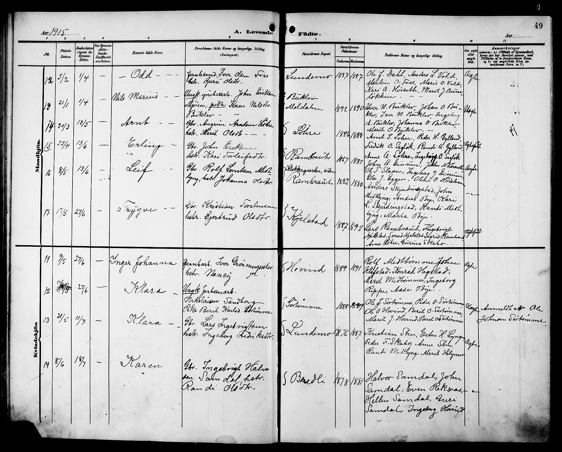 Ministerialprotokoller, klokkerbøker og fødselsregistre - Sør-Trøndelag, AV/SAT-A-1456/692/L1112: Klokkerbok nr. 692C07, 1904-1918, s. 49