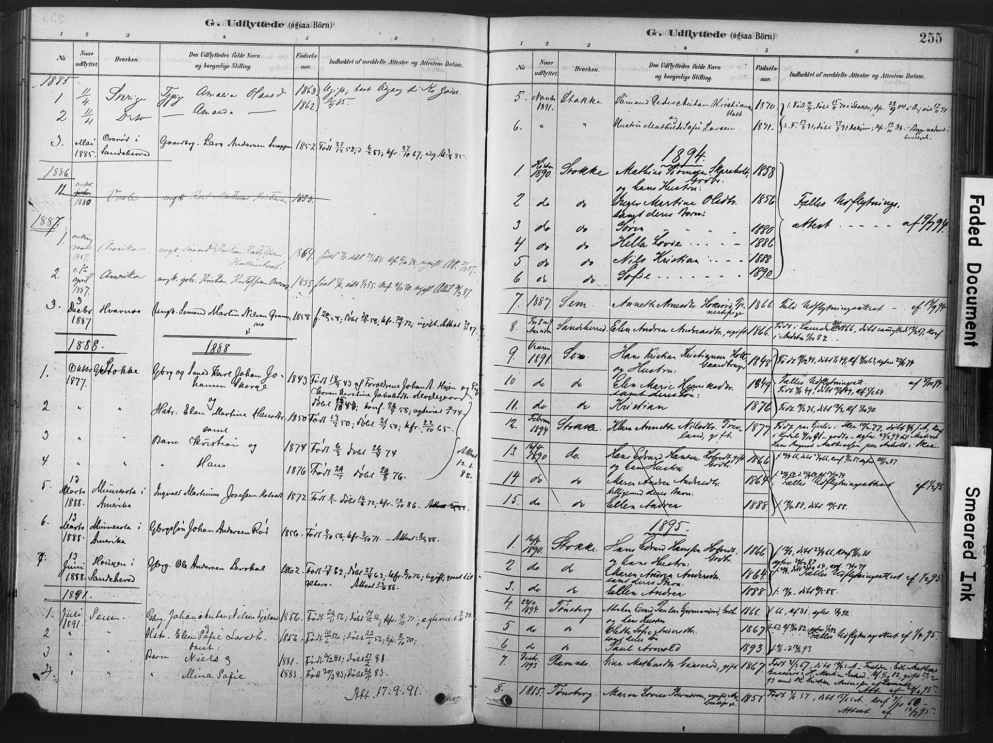 Andebu kirkebøker, AV/SAKO-A-336/F/Fa/L0007: Ministerialbok nr. I 7, 1878-1899, s. 255