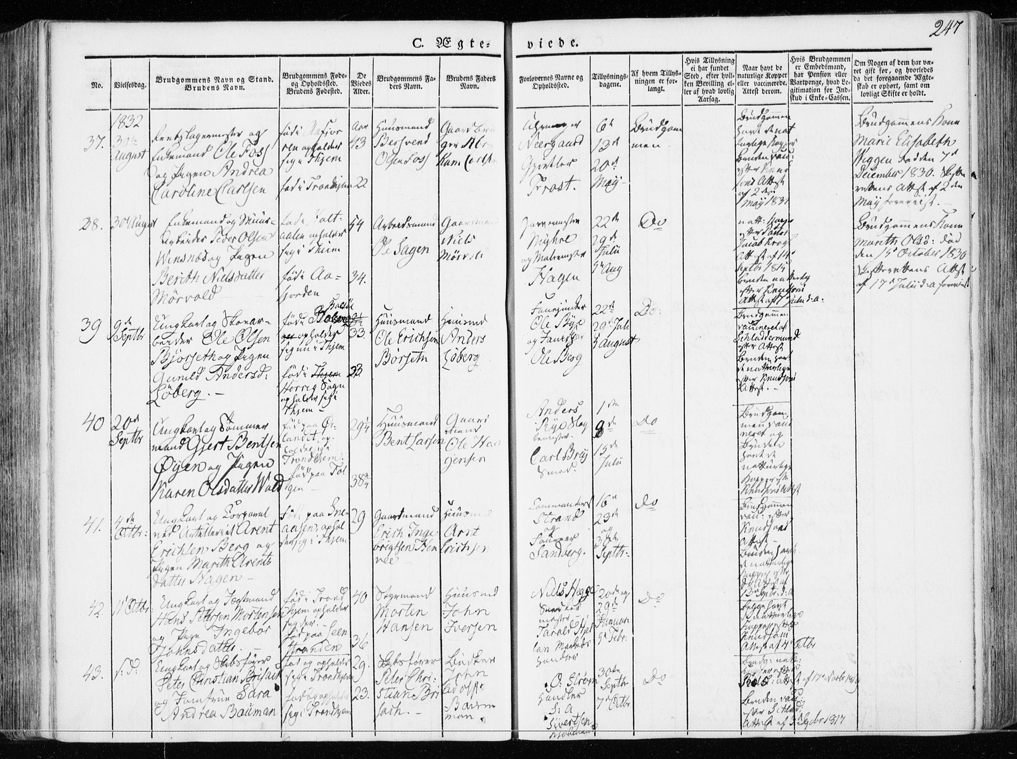 Ministerialprotokoller, klokkerbøker og fødselsregistre - Sør-Trøndelag, AV/SAT-A-1456/601/L0047: Ministerialbok nr. 601A15, 1831-1839, s. 247