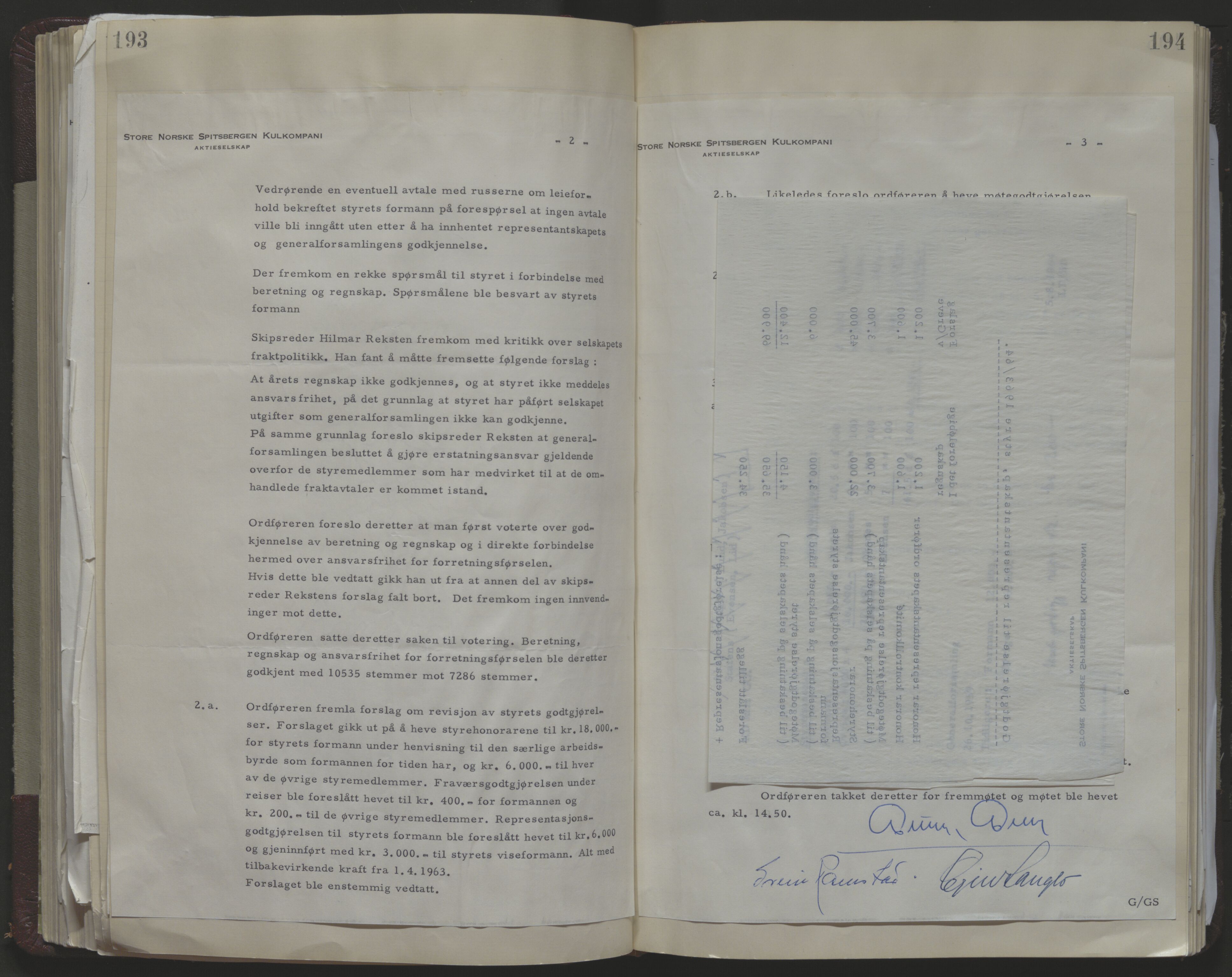 Store Norske Spitsbergen Kulkompani A/S, AV/SATØ-P-0073/09/A/Aa/L0001: Generalforsamling protokoll 1, 1916-2009, s. 193-194