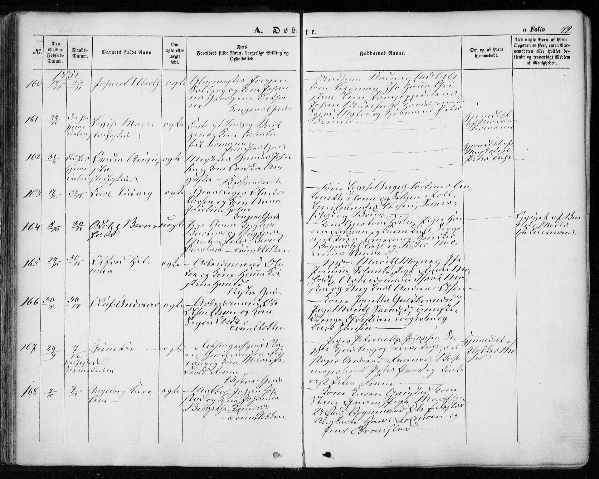 Ministerialprotokoller, klokkerbøker og fødselsregistre - Sør-Trøndelag, SAT/A-1456/601/L0051: Ministerialbok nr. 601A19, 1848-1857, s. 72