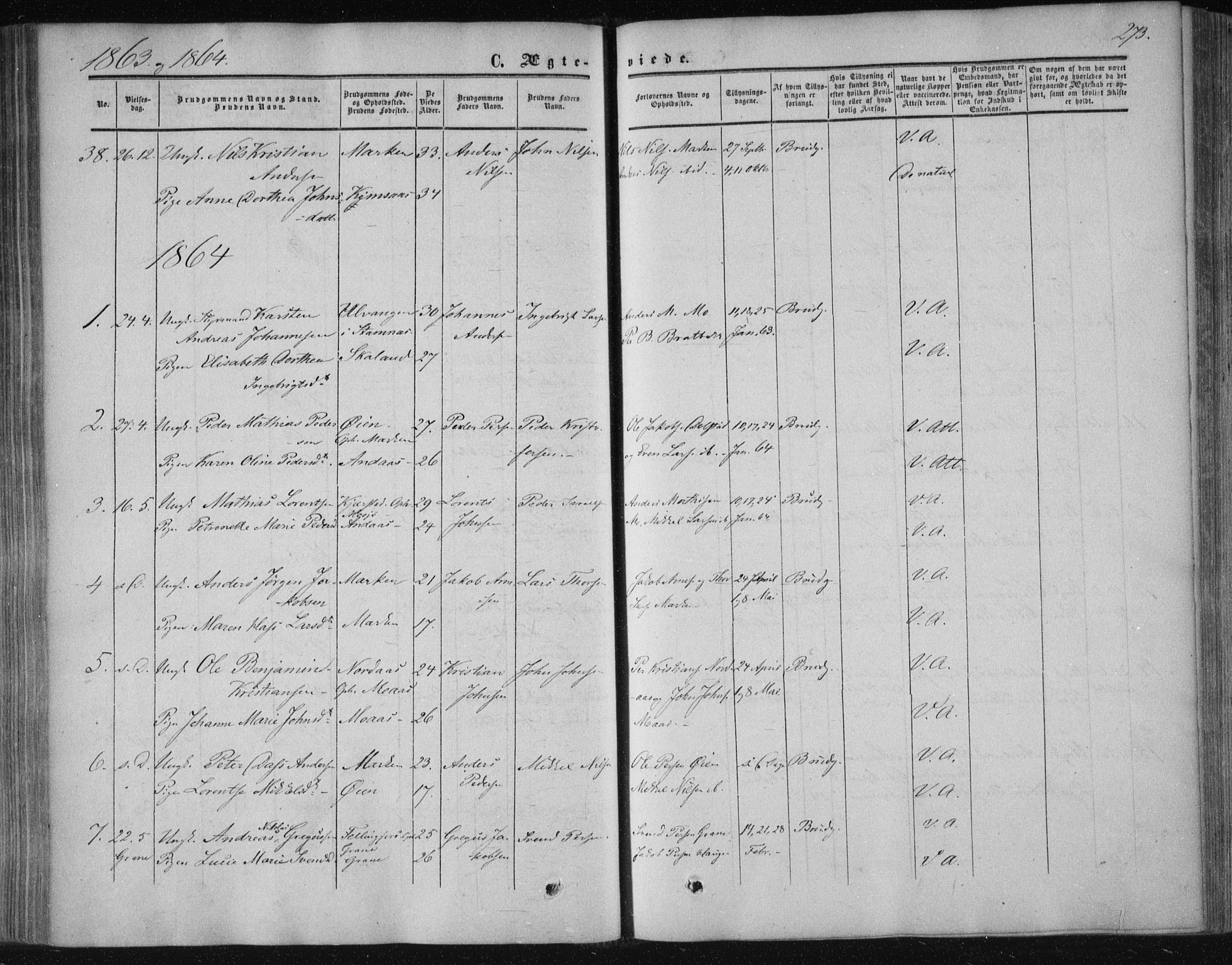 Ministerialprotokoller, klokkerbøker og fødselsregistre - Nordland, SAT/A-1459/820/L0293: Ministerialbok nr. 820A14, 1855-1865, s. 273